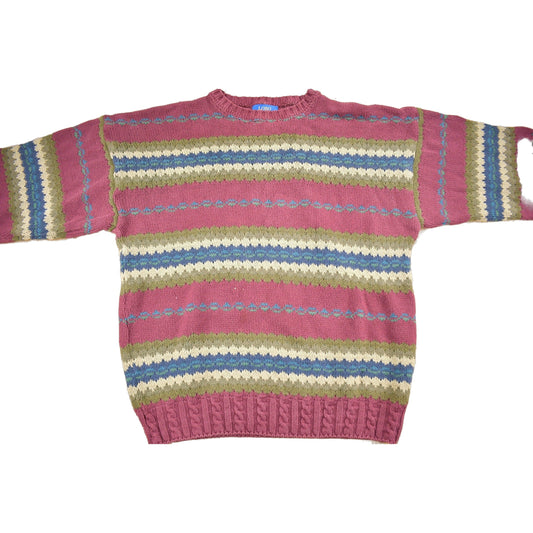 Proper Vintage Clothing > Gender Neutral Adult Clothing > Hoodies & Sweatshirts > Sweatshirts Vintage 1990s Lobo By Pendleton Striped Knit Sweater / Size L / Outdoorsman / Made In USA