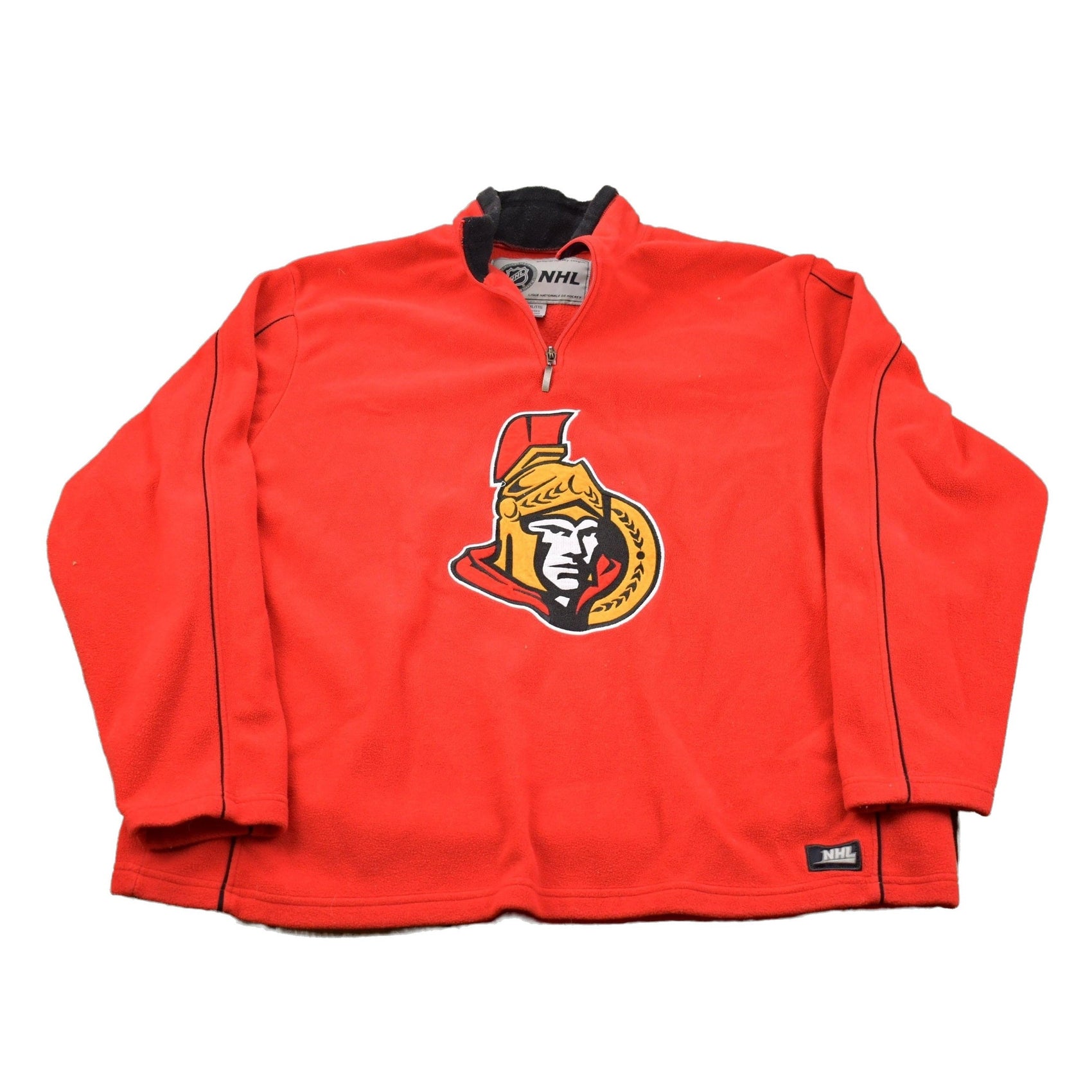 Proper Vintage Clothing > Gender Neutral Adult Clothing > Hoodies & Sweatshirts > Sweatshirts Vintage 1990s Ottawa Senators NHL Quarter Zip Embroidered Fleece Sweater / Sportswear / 90s Crewneck / Streetwear / Athleisure / 90s Hockey