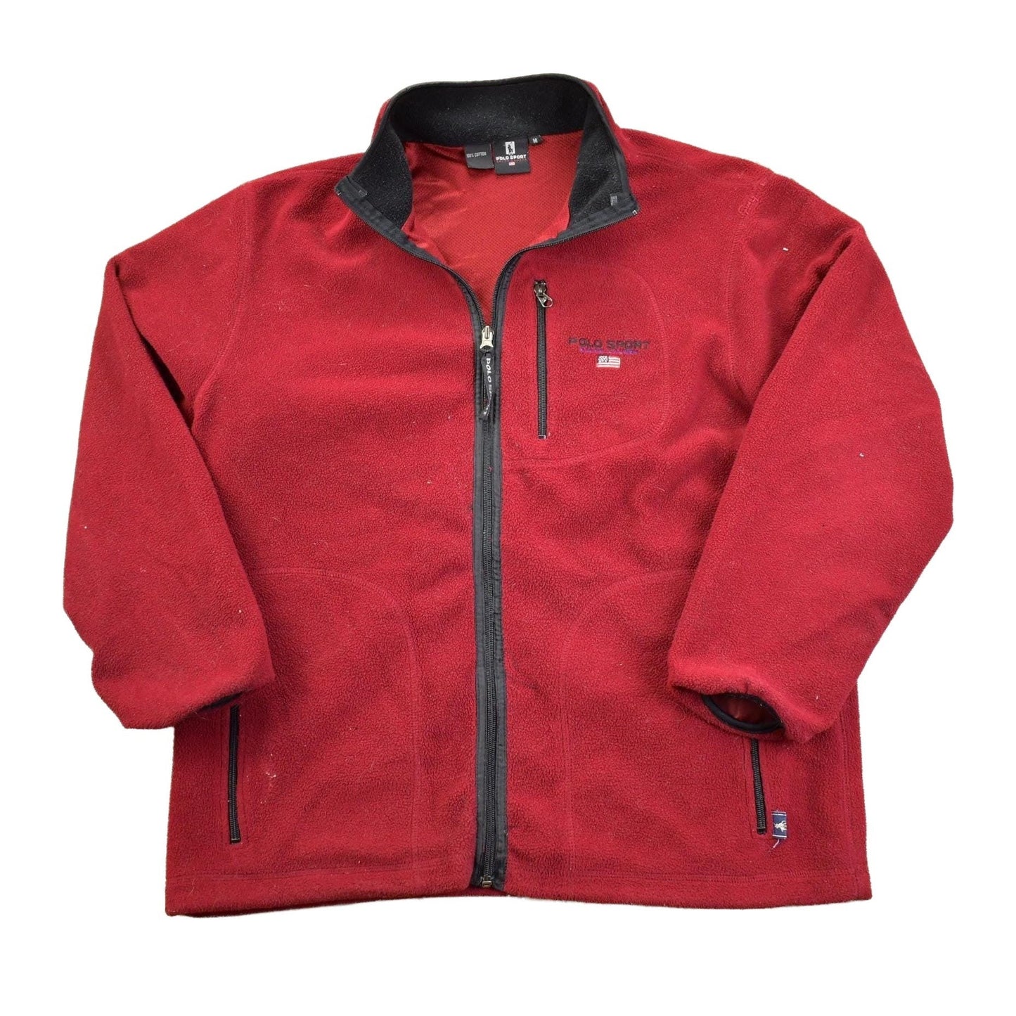 Proper Vintage Clothing > Gender Neutral Adult Clothing > Hoodies & Sweatshirts > Sweatshirts Vintage 1990s Ralph Lauren Polo Sport Zip Up Fleece Sweater Men's M-L