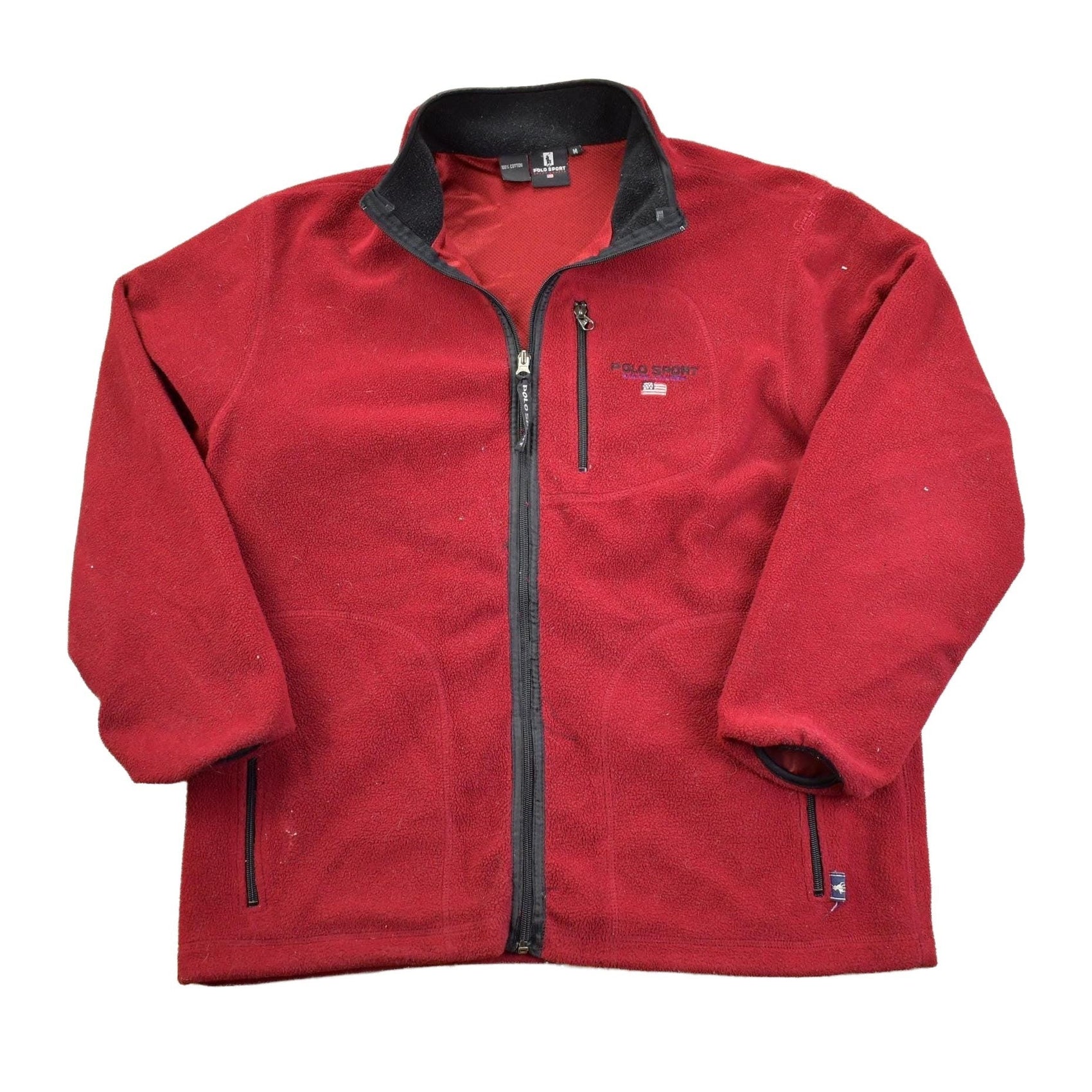 Proper Vintage Clothing > Gender Neutral Adult Clothing > Hoodies & Sweatshirts > Sweatshirts Vintage 1990s Ralph Lauren Polo Sport Zip Up Fleece Sweater Men's M-L