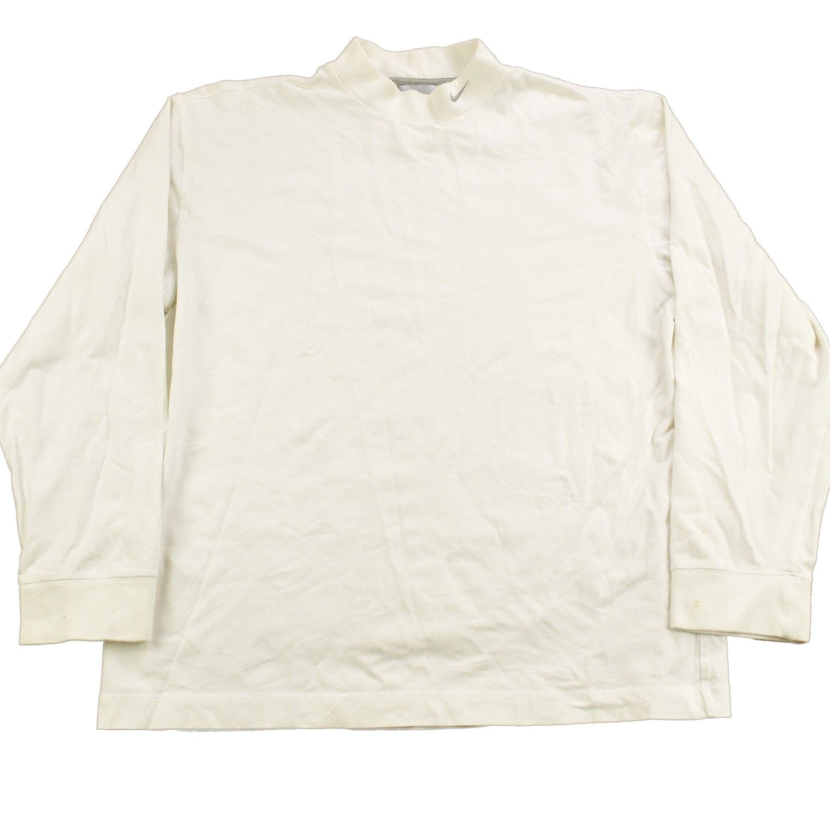 Proper Vintage Clothing > Gender Neutral Adult Clothing > Hoodies & Sweatshirts > Sweatshirts Vintage Y2K Nike Mini Swoosh White Mockneck Shirt / Vintage Nike / Sportswear / Streetwear