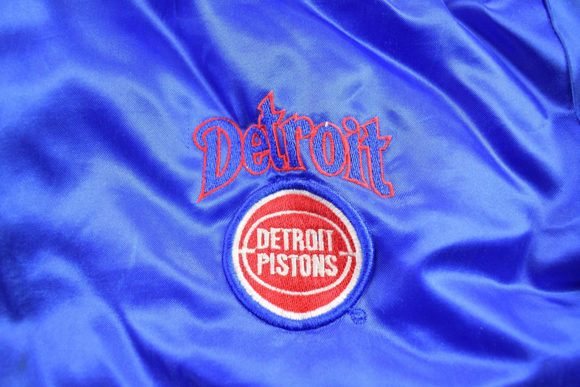 Proper Vintage Clothing > Gender Neutral Adult Clothing > Jackets & Coats Vintage 1980s Detroit Pistons Bomber Jacket / Snap Button / Streetwear / Souvenir Jacket / Made In USA / Streetwear / NBA
