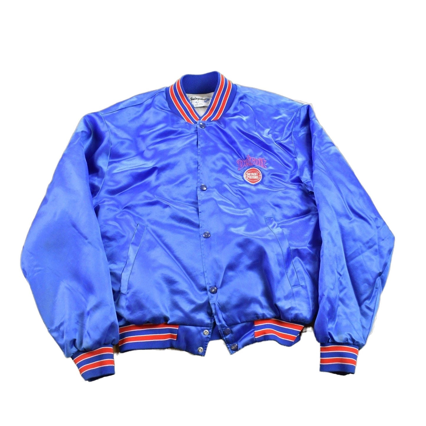 Proper Vintage Clothing > Gender Neutral Adult Clothing > Jackets & Coats Vintage 1980s Detroit Pistons Bomber Jacket / Snap Button / Streetwear / Souvenir Jacket / Made In USA / Streetwear / NBA