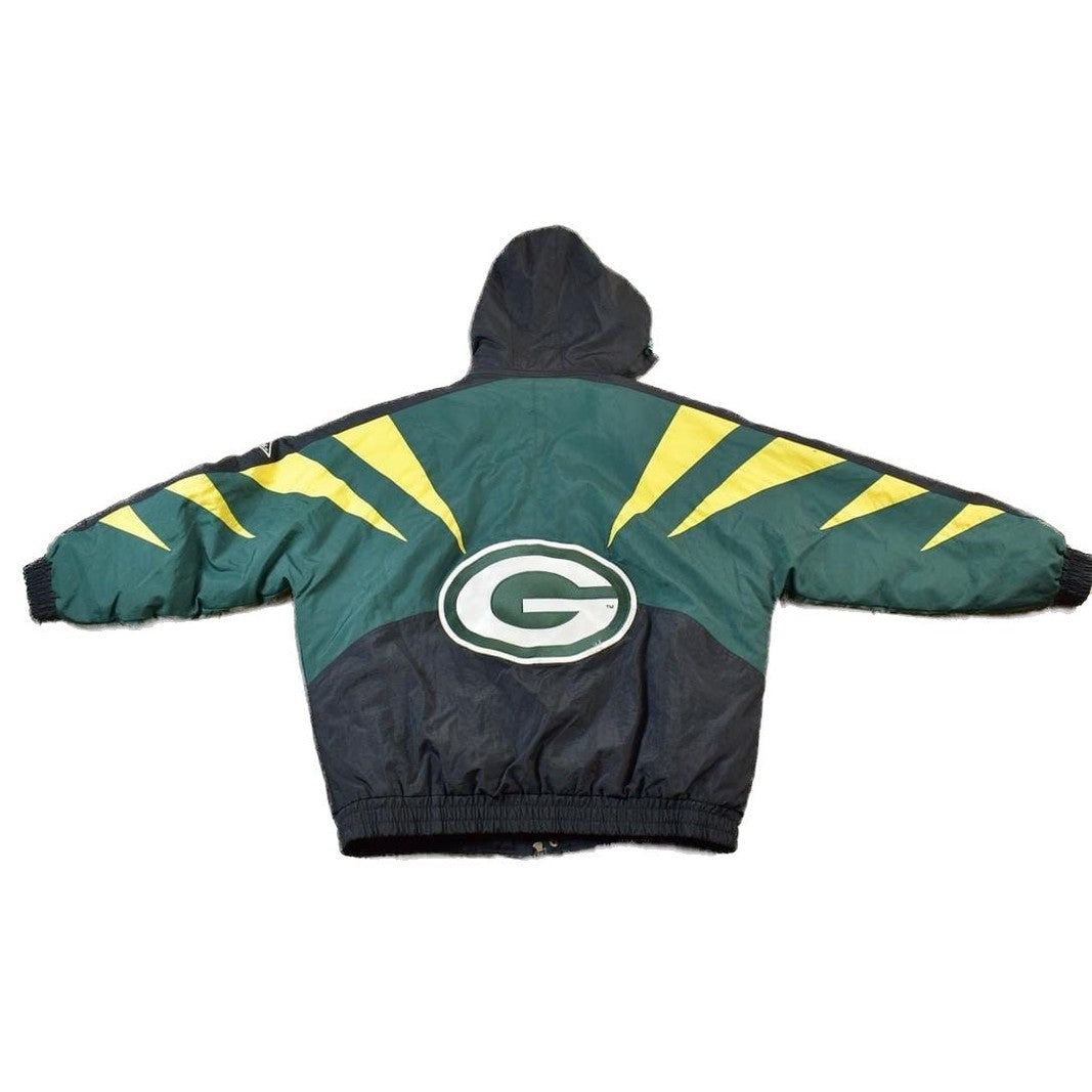 Proper Vintage Clothing > Gender Neutral Adult Clothing > Jackets & Coats Vintage 1990s Apex One Sharktooth Green Bay Packers NFL Football Hooded Jacket