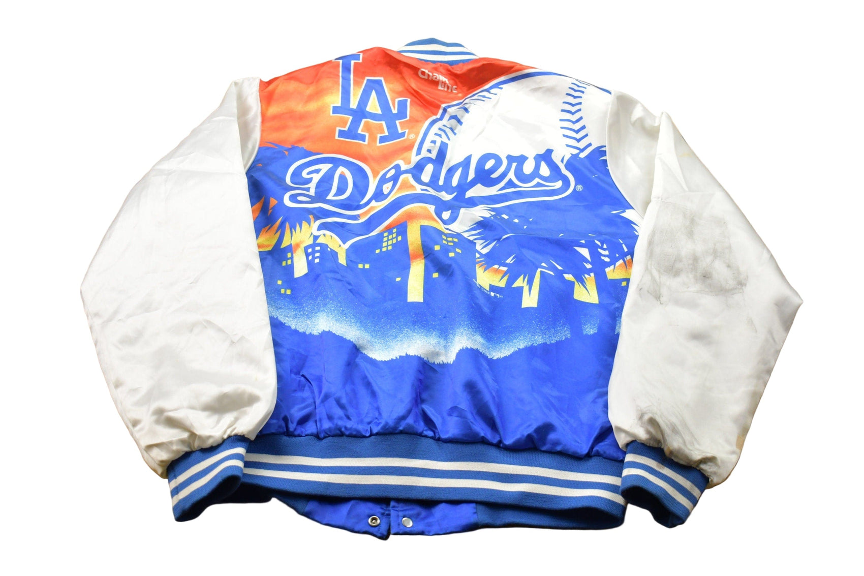 Proper Vintage Clothing > Gender Neutral Adult Clothing > Jackets & Coats Vintage 1990s Chalk Line Los Angeles Dodgers MLB Satin Bomber / Athleisure Sportswear / Streetwear Fashion / Made In USA / 90s MLB Bomber