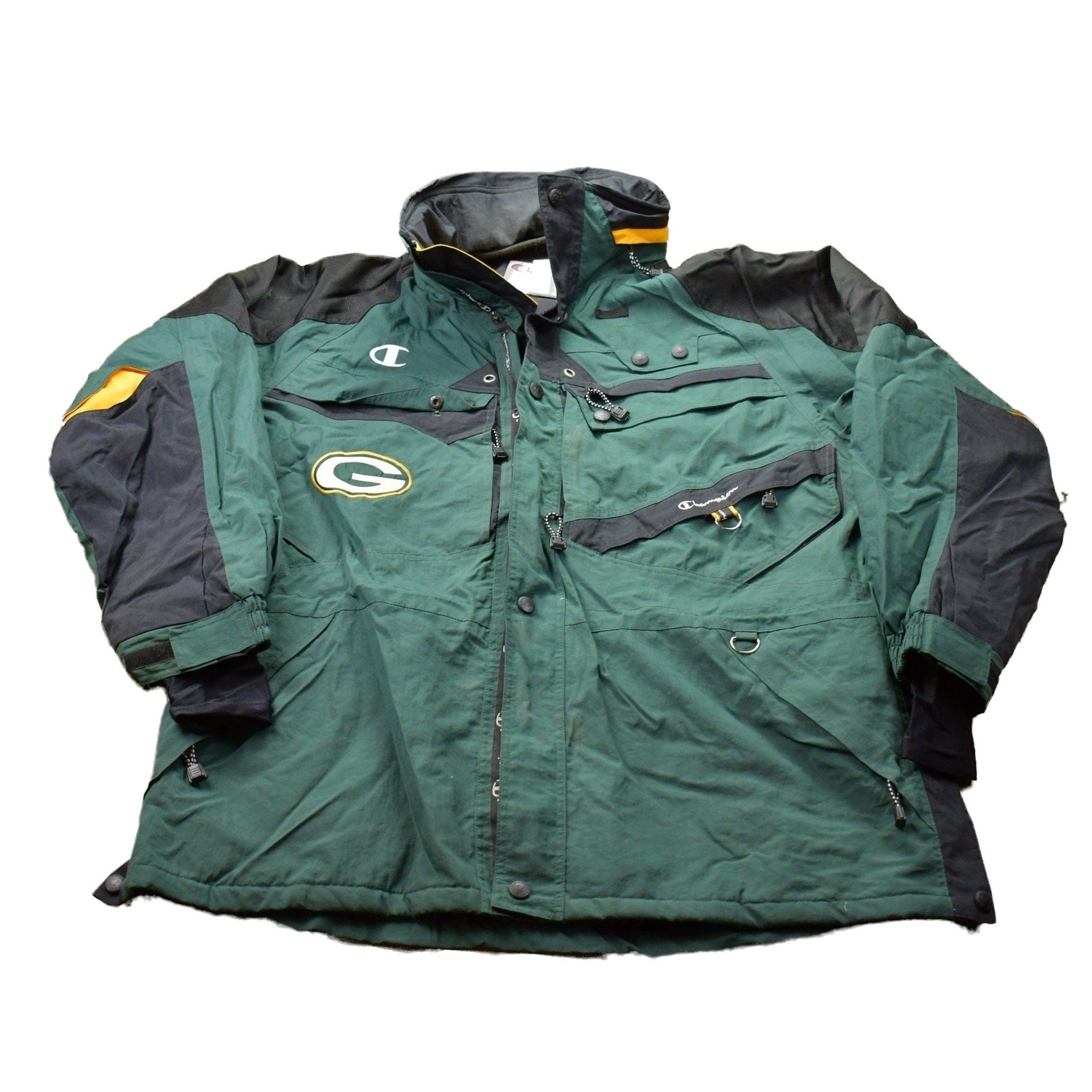 Proper Vintage Clothing > Gender Neutral Adult Clothing > Jackets & Coats Vintage 1990s Champion Green Bay Packers NFL Windbreaker Jacket / Team Logo / Athletic Spring Summer Sportswear / Streetwear / Athleisure
