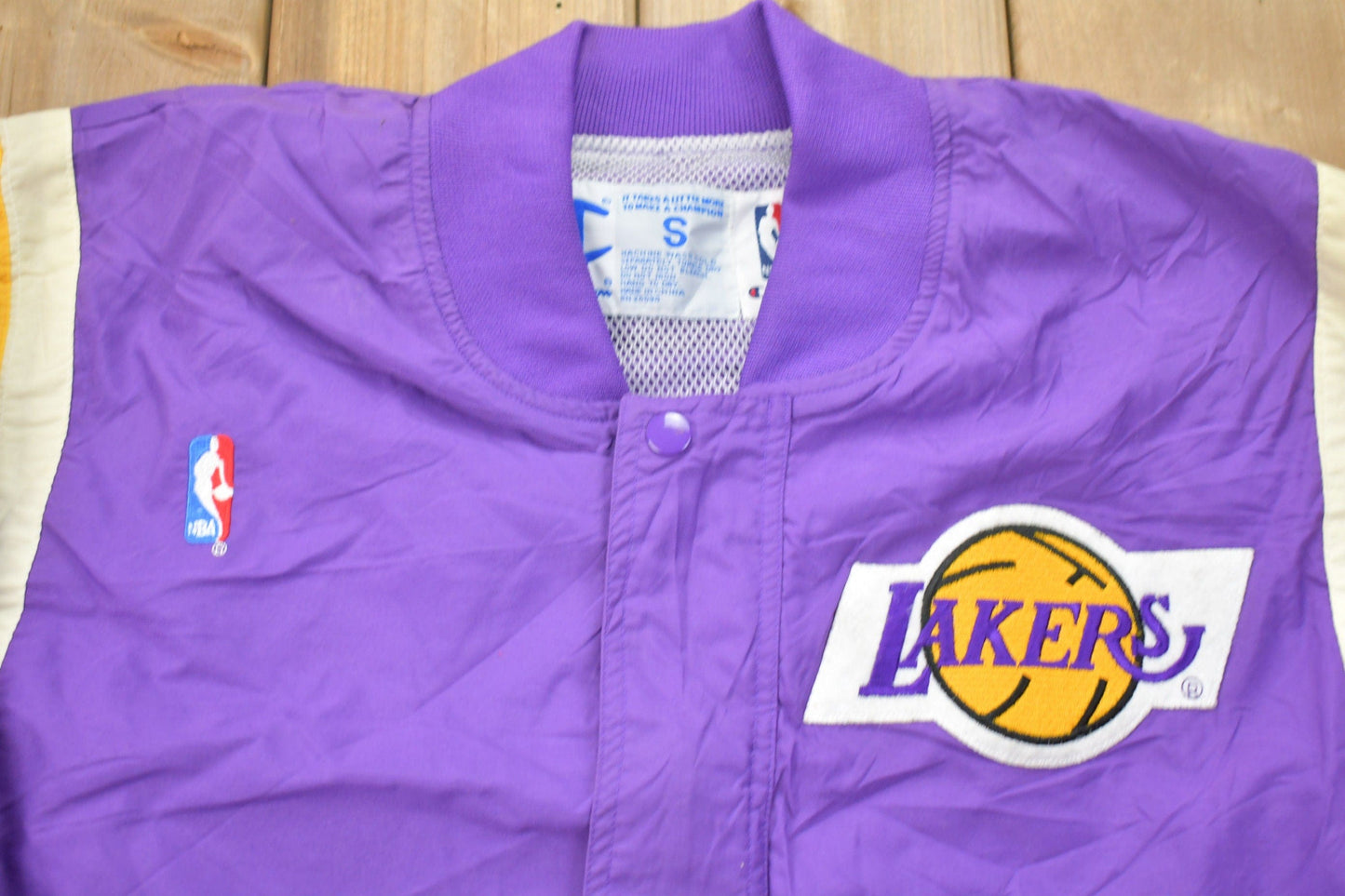 Proper Vintage Clothing > Gender Neutral Adult Clothing > Jackets & Coats Vintage 1990s Champion Los Angeles Lakers NBA Bomber Jacket / Athleisure Sportswear / Streetwear Fashion / Vintage Champion / 90s NBA