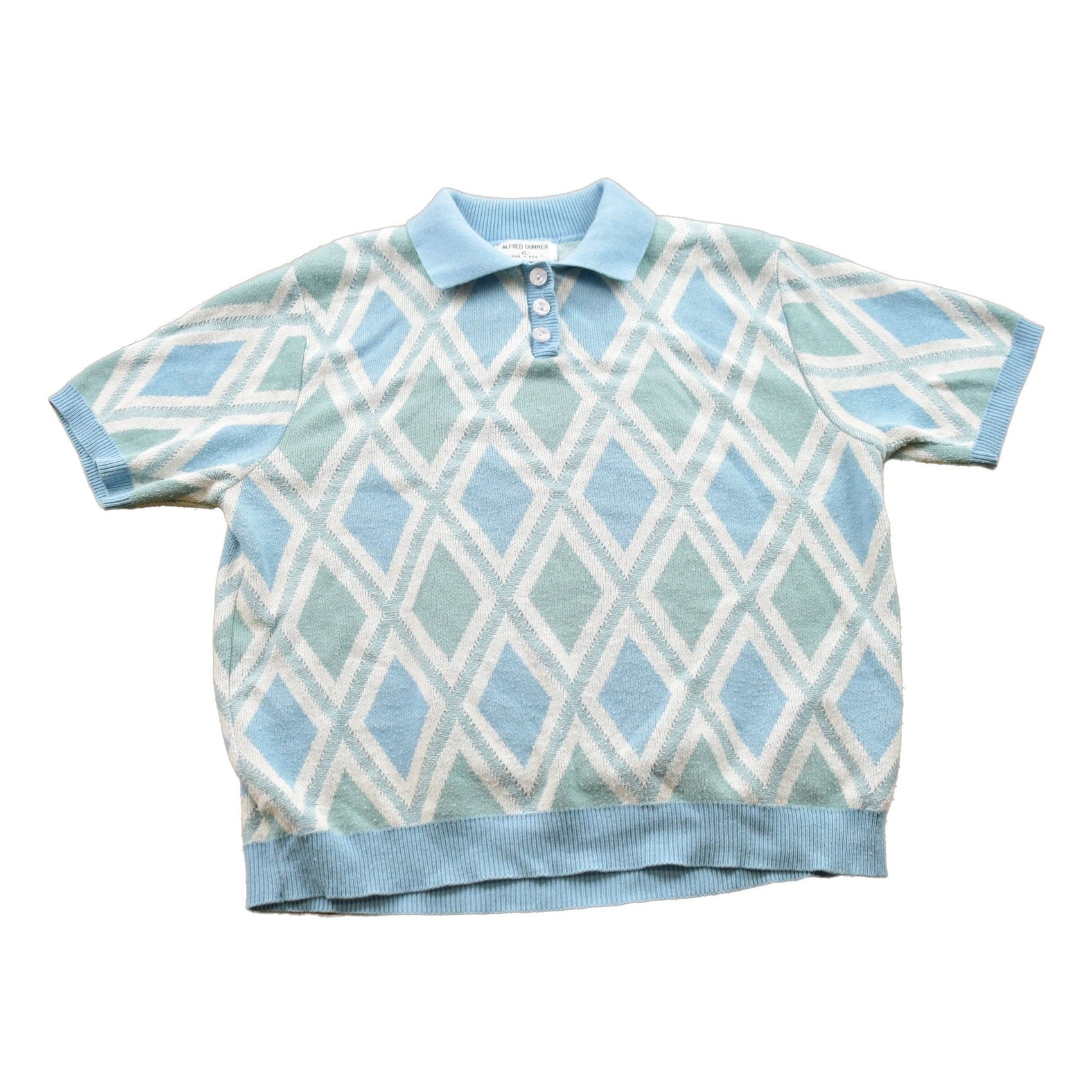 Proper Vintage Clothing > Gender Neutral Adult Clothing > Tops & Tees > Polos Vintage 1990s Alfred Dunner Polo Shirt/ 90s Polo Shirt / Made In USA / Essential / Streetwear / 90s Alfred Dunner / Argyle Knit Shirt
