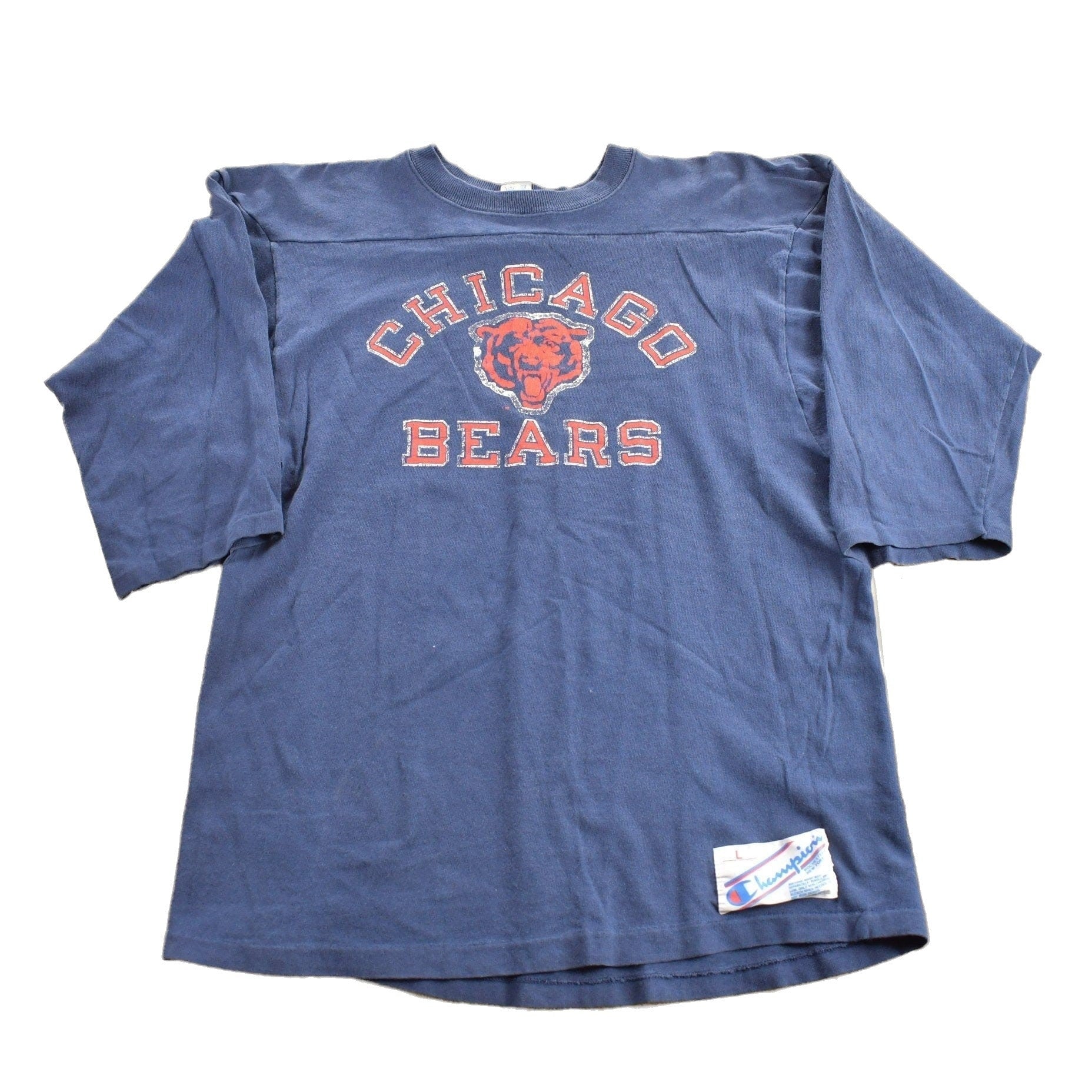 Proper Vintage Clothing > Gender Neutral Adult Clothing > Tops & Tees > T Shirts Vintage 1980s Chicago Bears NFL Jersey Style Champion T-Shirt / 80s Champion / Made In The USA / Single Stitch