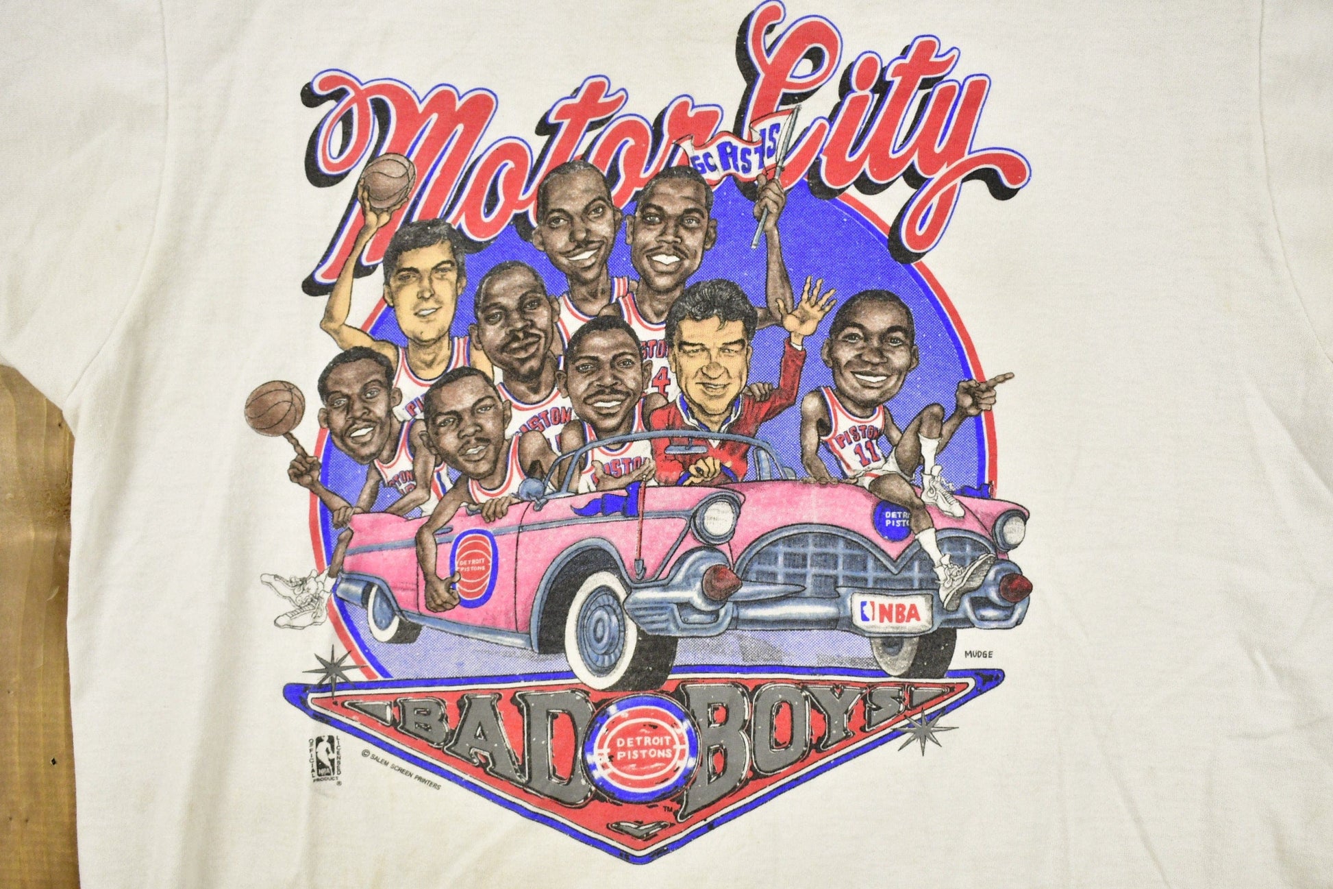 Proper Vintage Clothing > Gender Neutral Adult Clothing > Tops & Tees > T Shirts Vintage 1980s Detroit Pistons NBA Bad Boys Graphic T-shirt / Single Stitch / Motor City / Streetwear / Rare Sports Tee / Made In USA