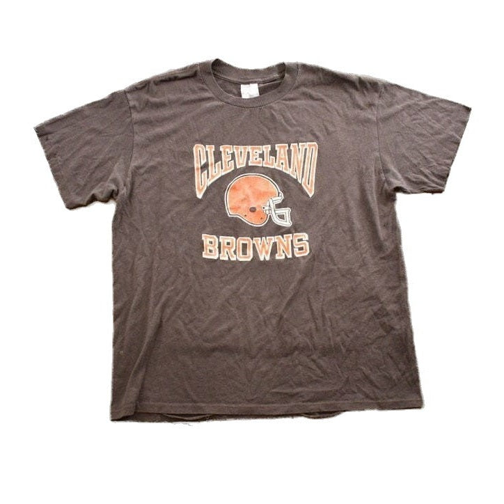 Proper Vintage Clothing > Gender Neutral Adult Clothing > Tops & Tees > T Shirts Vintage 1980s NFL Football Cleveland Browns Graphic Single Stitch T-Shirt Made In USA