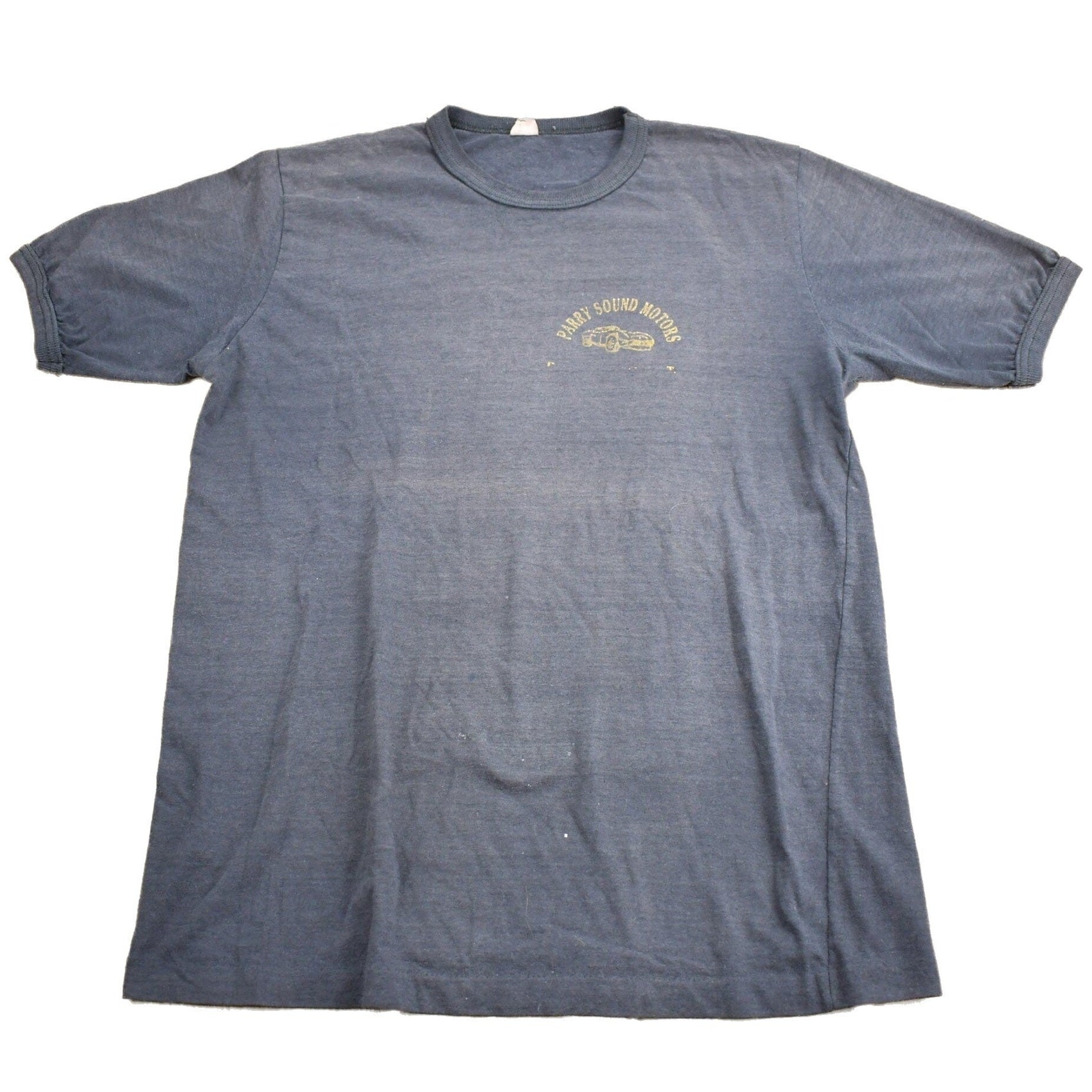 Proper Vintage Clothing > Gender Neutral Adult Clothing > Tops & Tees > T Shirts Vintage 1980s Parry Sound Motors Ringer T Shirt / Vintage T Shirt / Single Stitch / Made In Canada