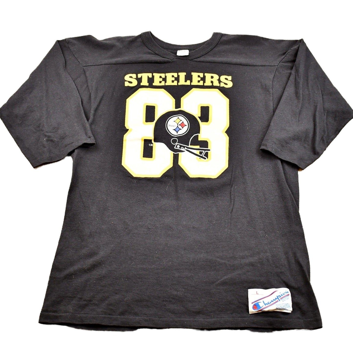 Proper Vintage Clothing > Gender Neutral Adult Clothing > Tops & Tees > T Shirts Vintage 1980s Pittsburgh Steelers Jersey Style Champion T-Shirt / NFL Football / Streetwear / Retro Style / Made In The USA