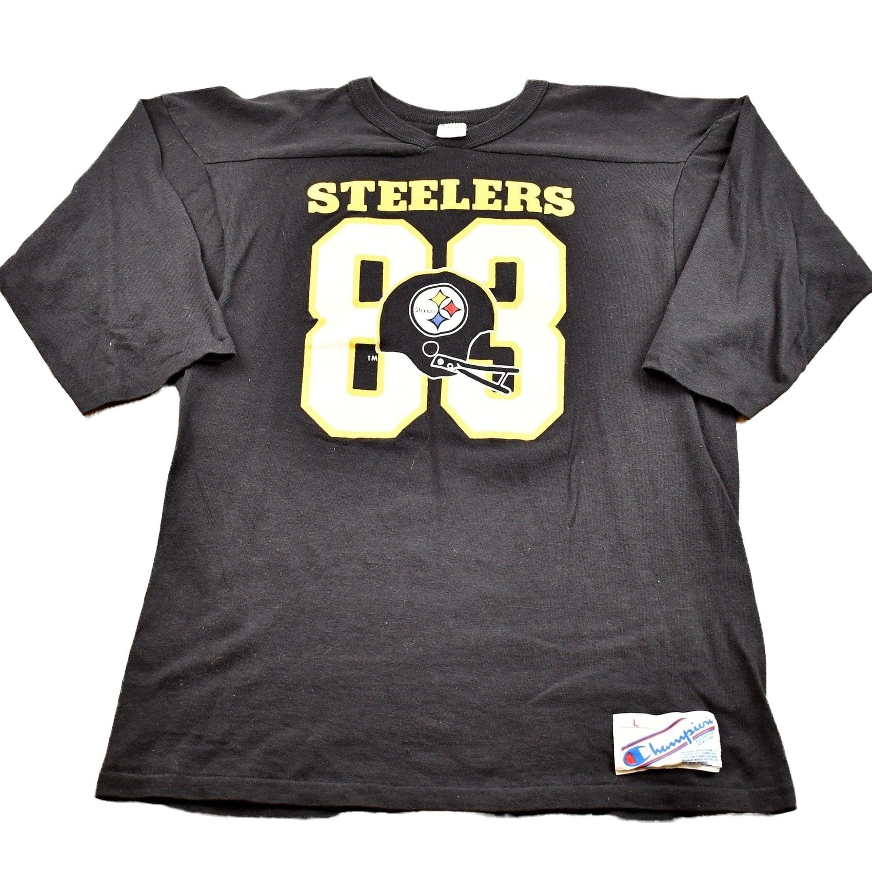 Proper Vintage Clothing > Gender Neutral Adult Clothing > Tops & Tees > T Shirts Vintage 1980s Pittsburgh Steelers Jersey Style Champion T-Shirt / NFL Football / Streetwear / Retro Style / Made In The USA