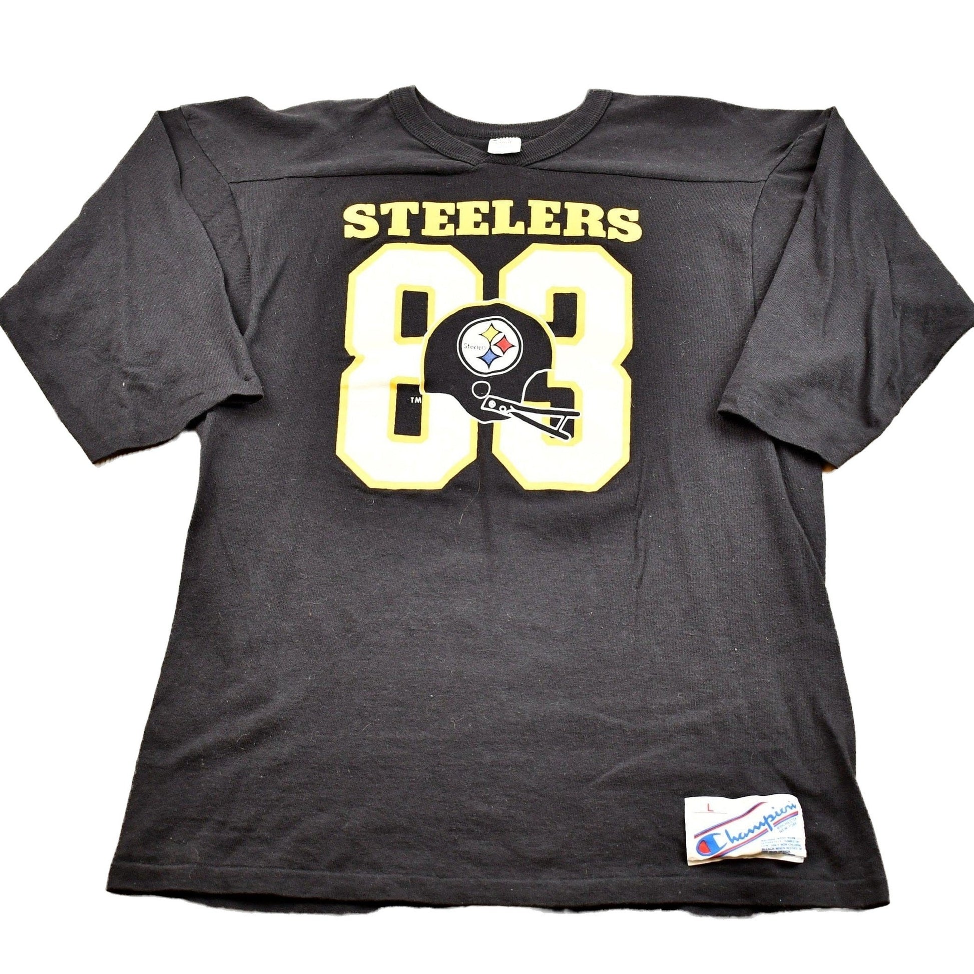 Proper Vintage Clothing > Gender Neutral Adult Clothing > Tops & Tees > T Shirts Vintage 1980s Pittsburgh Steelers Jersey Style Champion T-Shirt / NFL Football / Streetwear / Retro Style / Made In The USA