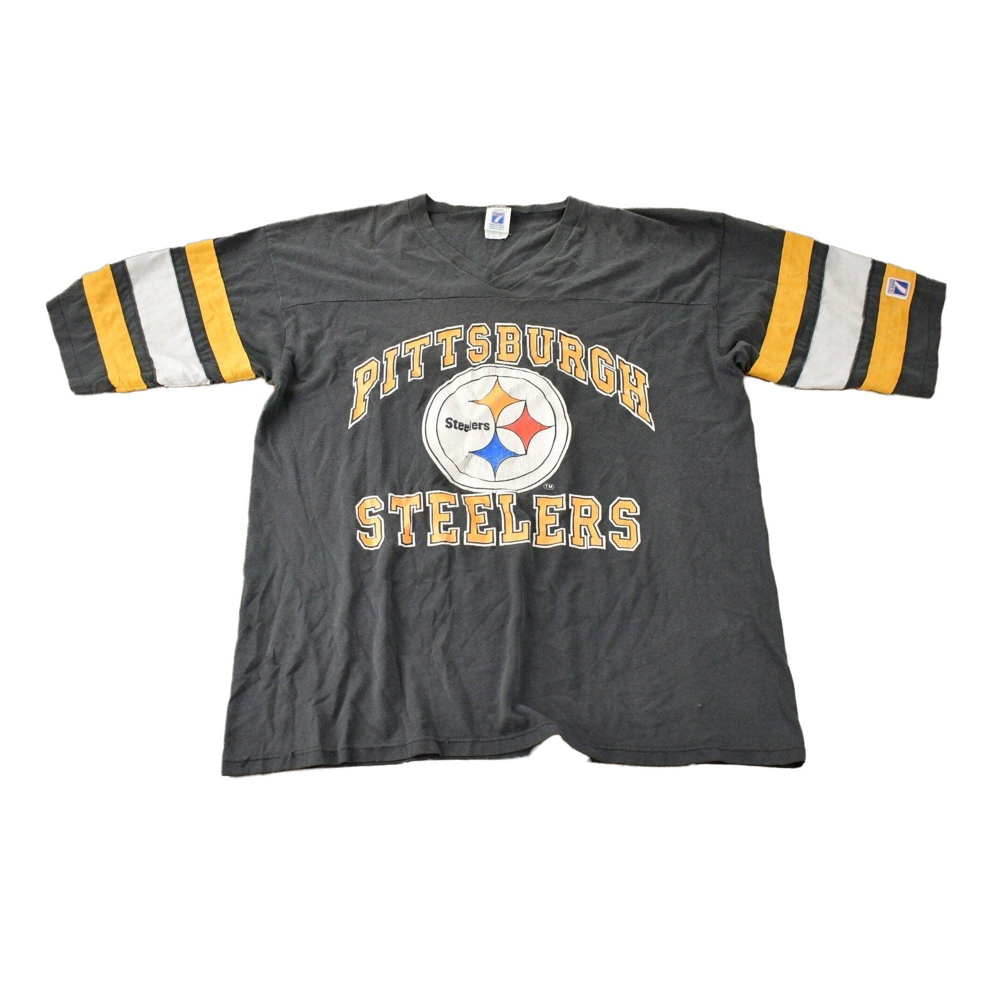 Proper Vintage Clothing > Gender Neutral Adult Clothing > Tops & Tees > T Shirts Vintage 1980s Pittsburgh Steelers NFL Football Graphic T-Shirt Made In USA