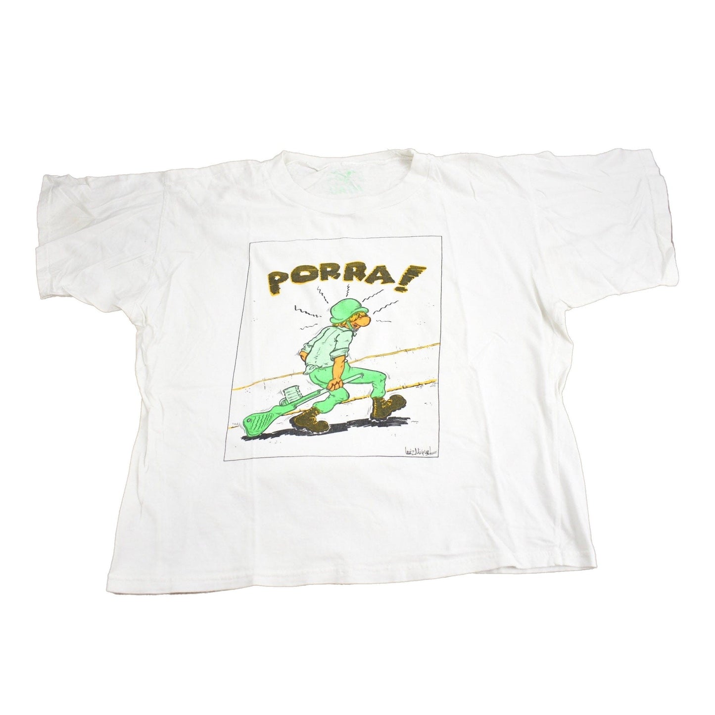 Proper Vintage Clothing > Gender Neutral Adult Clothing > Tops & Tees > T Shirts Vintage 1980s Porra Soldier Graphic T Shirt / Vintage Military T Shirt / MIAU / Luiz Miguel