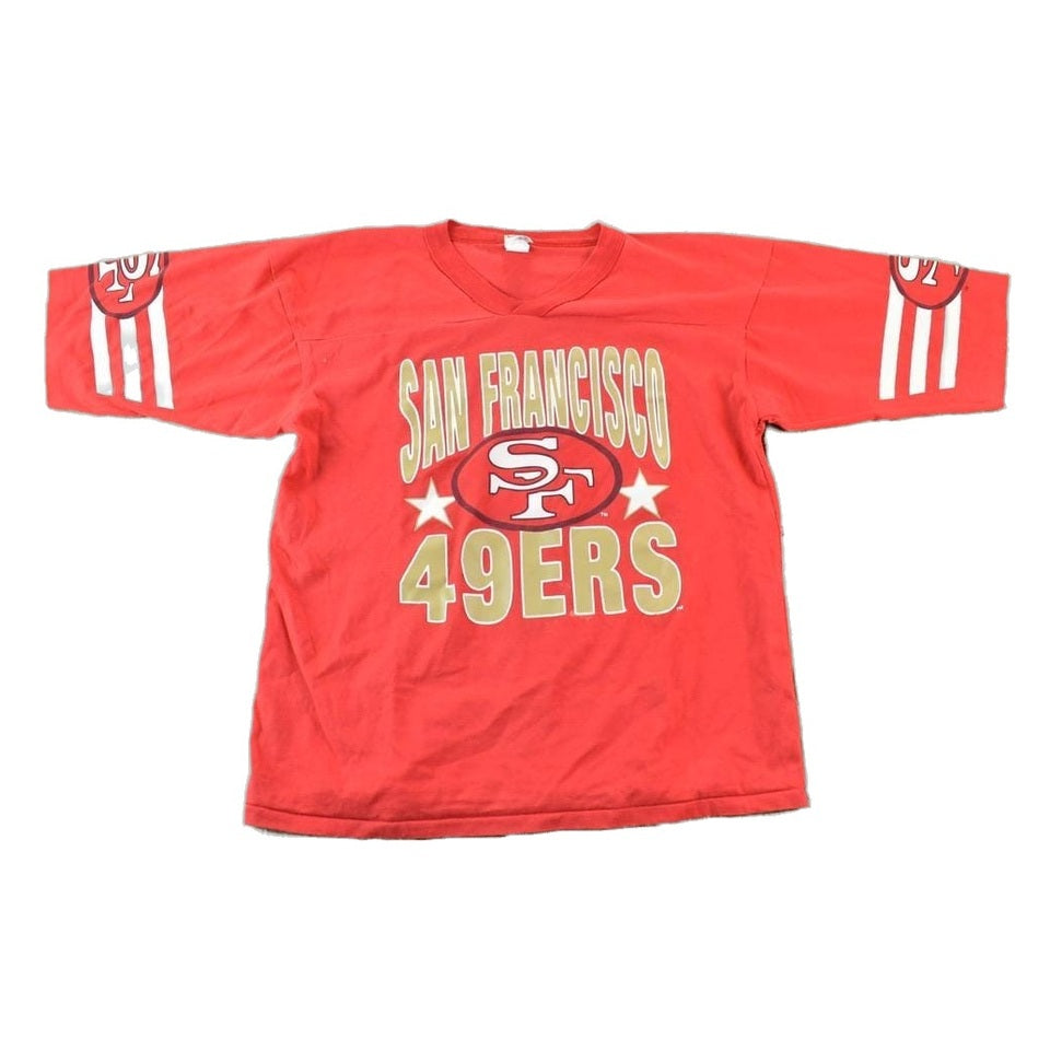 Proper Vintage Clothing > Gender Neutral Adult Clothing > Tops & Tees > T Shirts Vintage 1980s San Francisco Aop NFL Graphic print T-Shirt/ Made In USA / 80s Single Stitch San Fran / NFL / 90s Streetwear