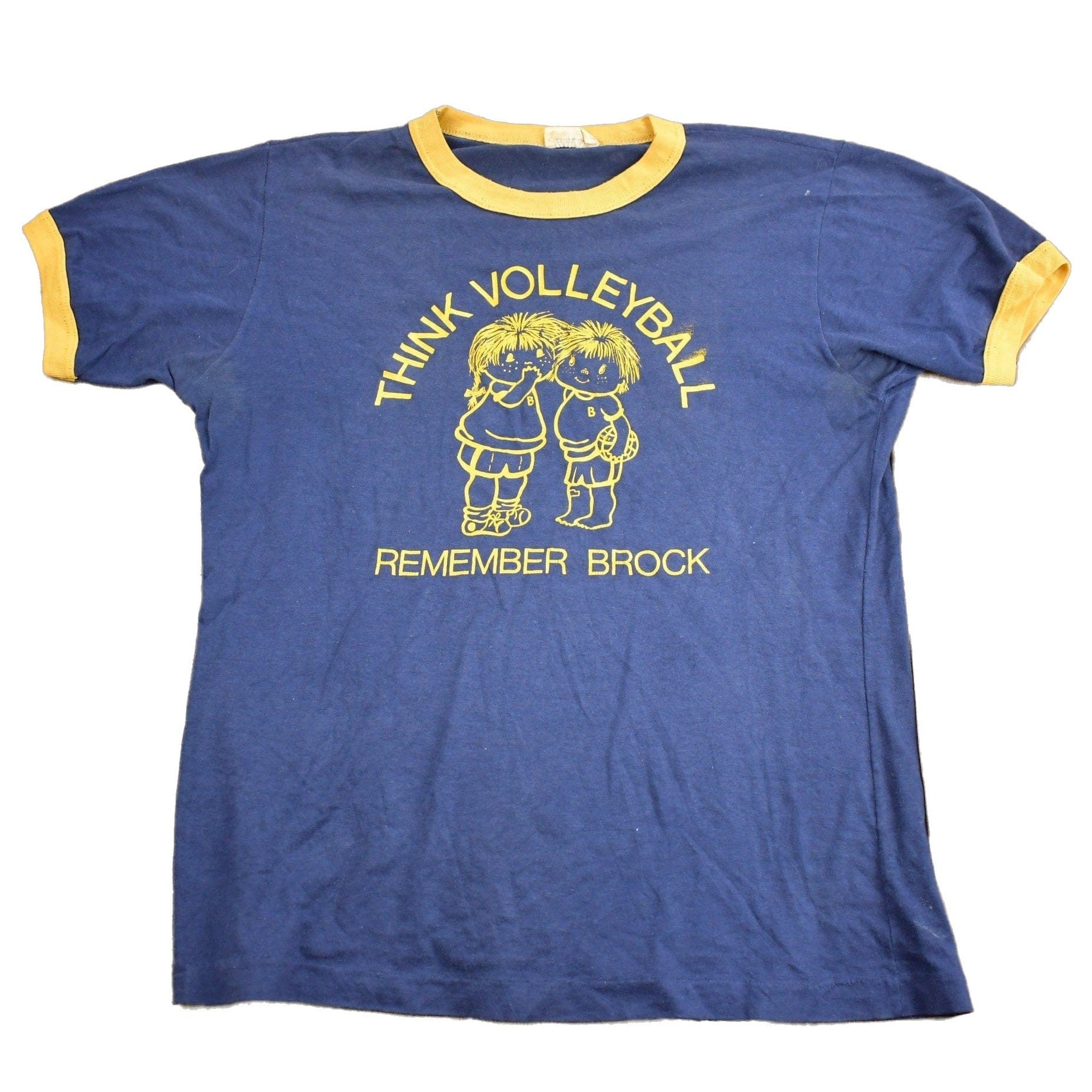 Proper Vintage Clothing > Gender Neutral Adult Clothing > Tops & Tees > T Shirts Vintage 1980s Think Volleyball Remember Brock Graphic T Shirt / Vintage T Shirt / Streetwear / Graphic Tee / Single Stitch / Made In Canada