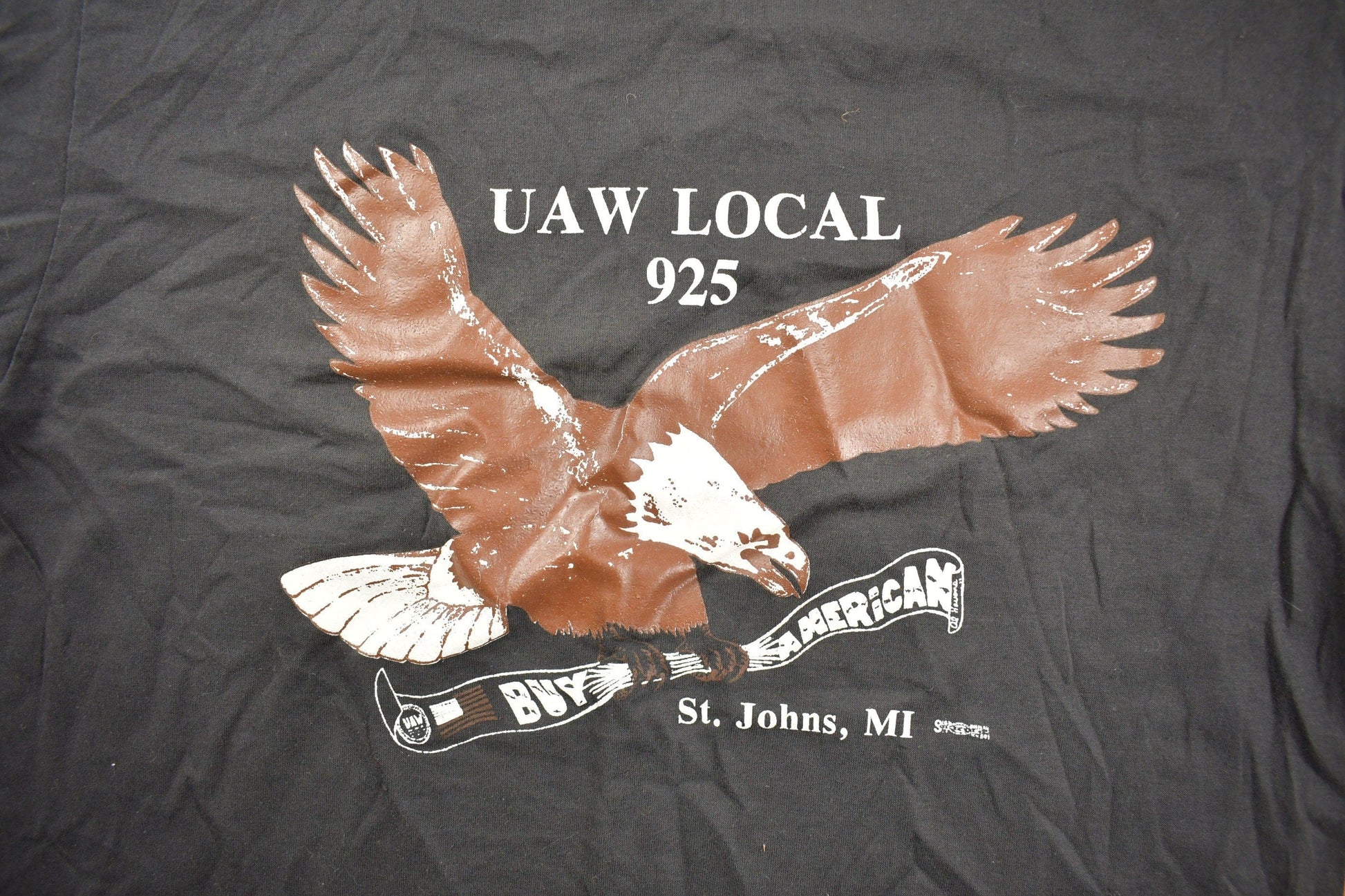 Proper Vintage Clothing > Gender Neutral Adult Clothing > Tops & Tees > T Shirts Vintage 1980s UAW Local 925 St Johns Graphic T Shirt / Vintage T Shirt / Streetwear / Graphic Tee / Single Stitch / St Johns Michigan