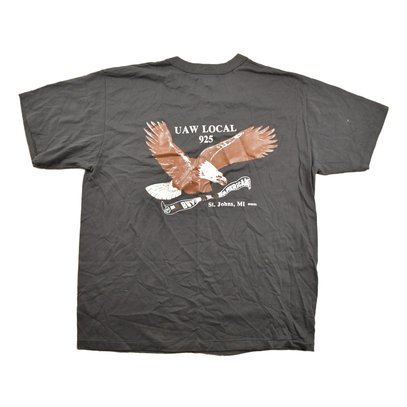 Proper Vintage Clothing > Gender Neutral Adult Clothing > Tops & Tees > T Shirts Vintage 1980s UAW Local 925 St Johns Graphic T Shirt / Vintage T Shirt / Streetwear / Graphic Tee / Single Stitch / St Johns Michigan
