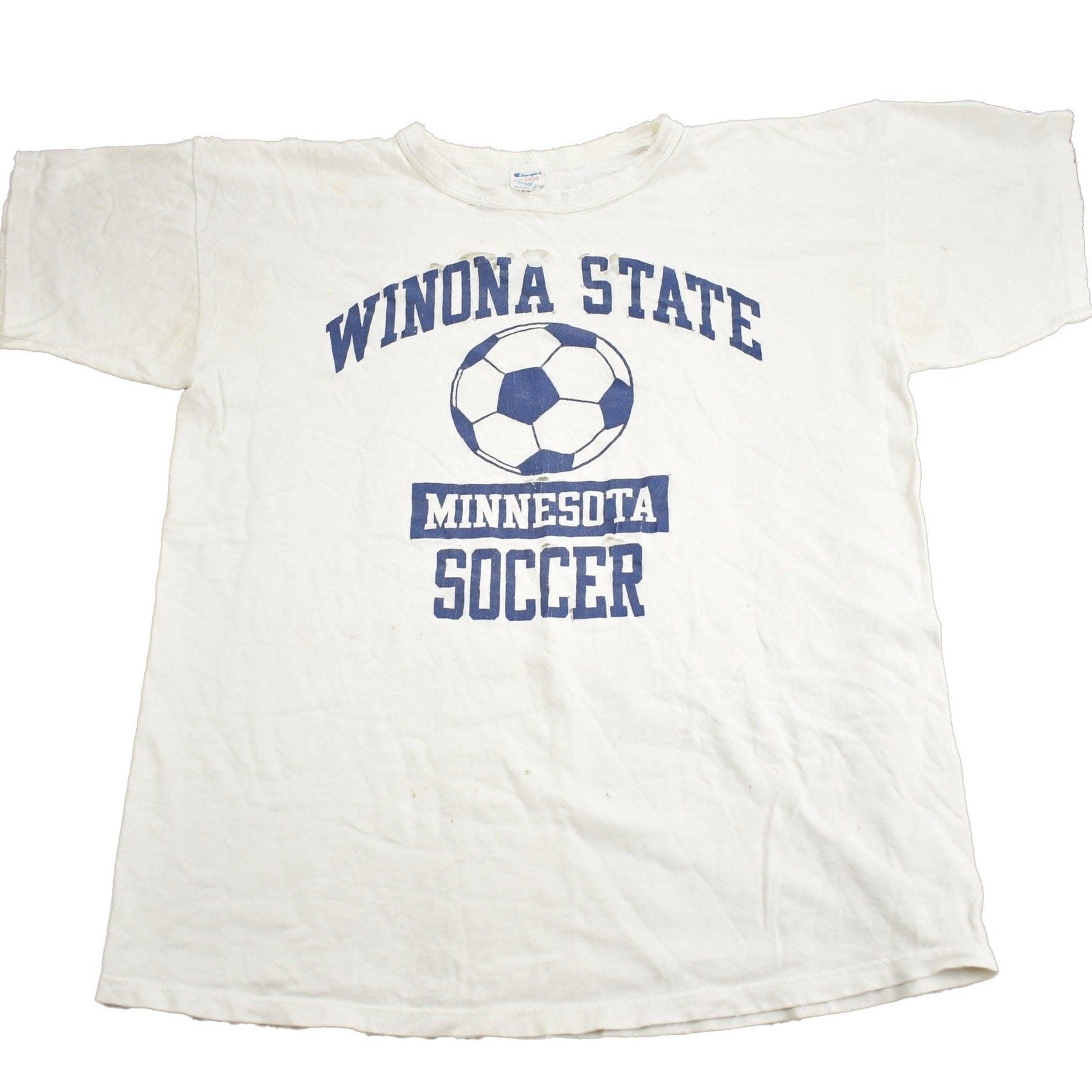 Proper Vintage Clothing > Gender Neutral Adult Clothing > Tops & Tees > T Shirts Vintage 1980s Winona State Soccer Collegiate Champion T-Shirt / Vintage Champion / Single Stitch / Americana / Made In USA