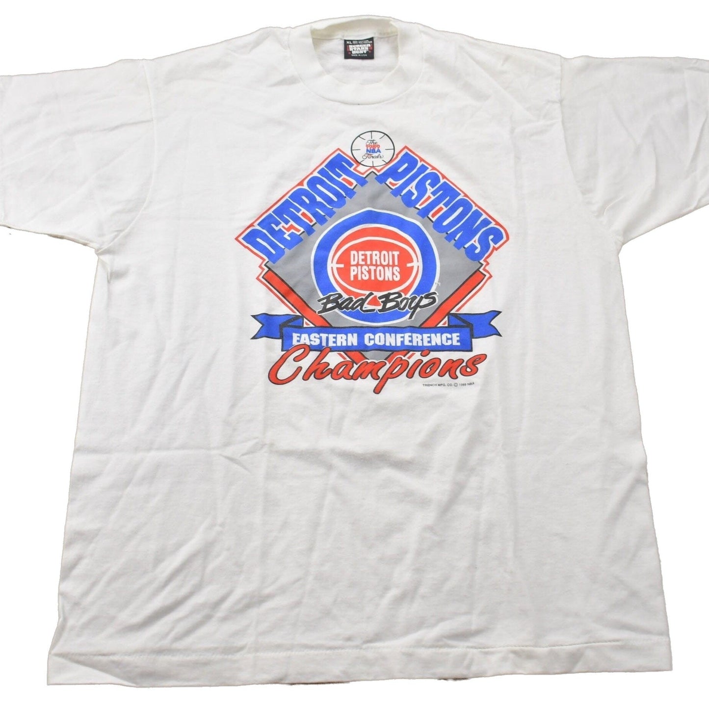 Proper Vintage Clothing > Gender Neutral Adult Clothing > Tops & Tees > T Shirts Vintage 1989 Detroit Pistons NBA Eastern Conference Champions Graphic T-Shirt / Made In USA / Single Stitch / NBA Basketball / Bad Boys
