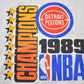Proper Vintage Clothing > Gender Neutral Adult Clothing > Tops & Tees > T Shirts Vintage 1989 Detroit Pistons NBA World Champions Graphic T-Shirt / Made In USA / Single Stitch / NBA Basketball / Motor City Bad Boys