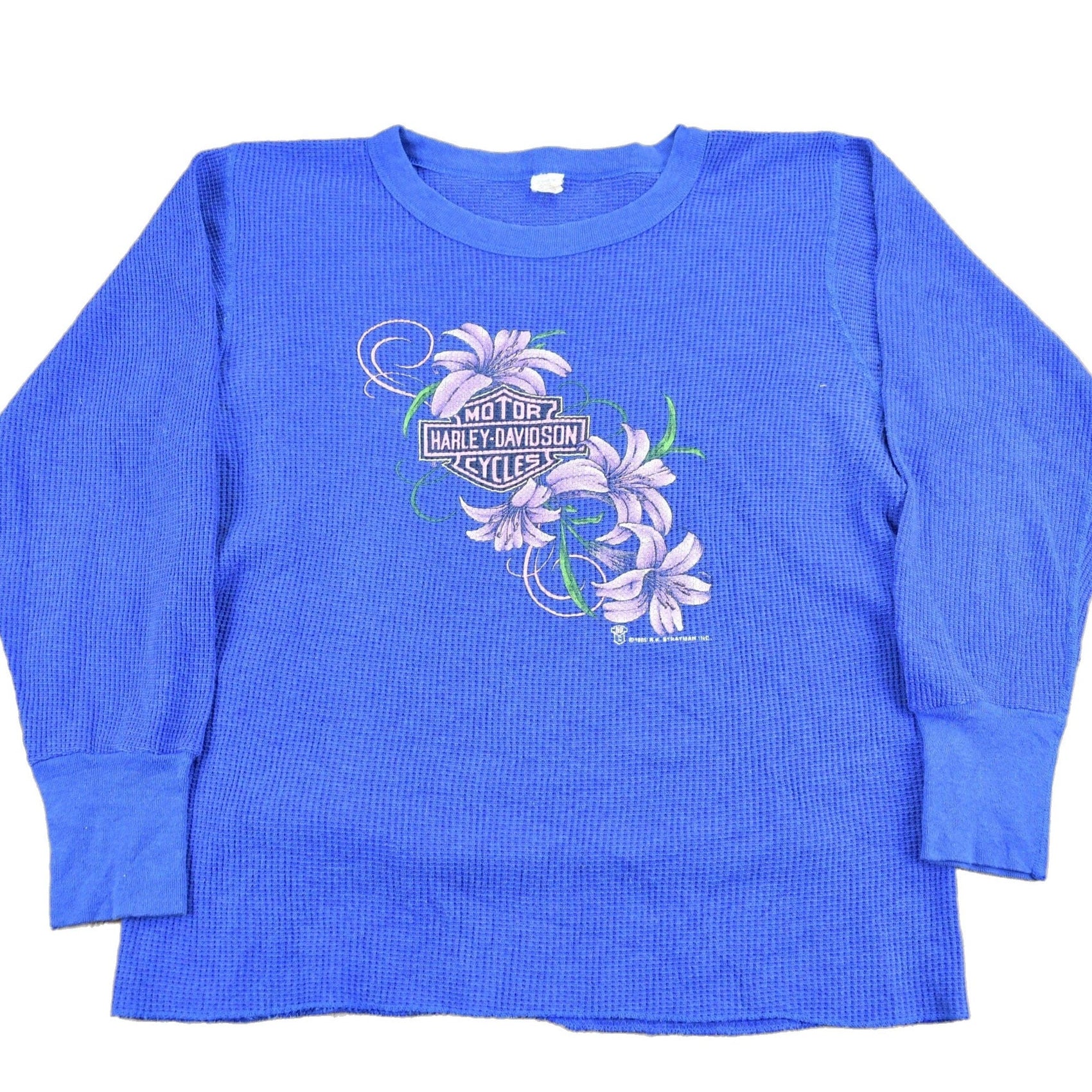 Proper Vintage Clothing > Gender Neutral Adult Clothing > Tops & Tees > T Shirts Vintage 1989 Texan Harley Davidson Conroe Texas Long Sleeve Thermal Shirt / Made In USA / Biker Tee / Souvenir T Shirt / Vintage Biker Tee