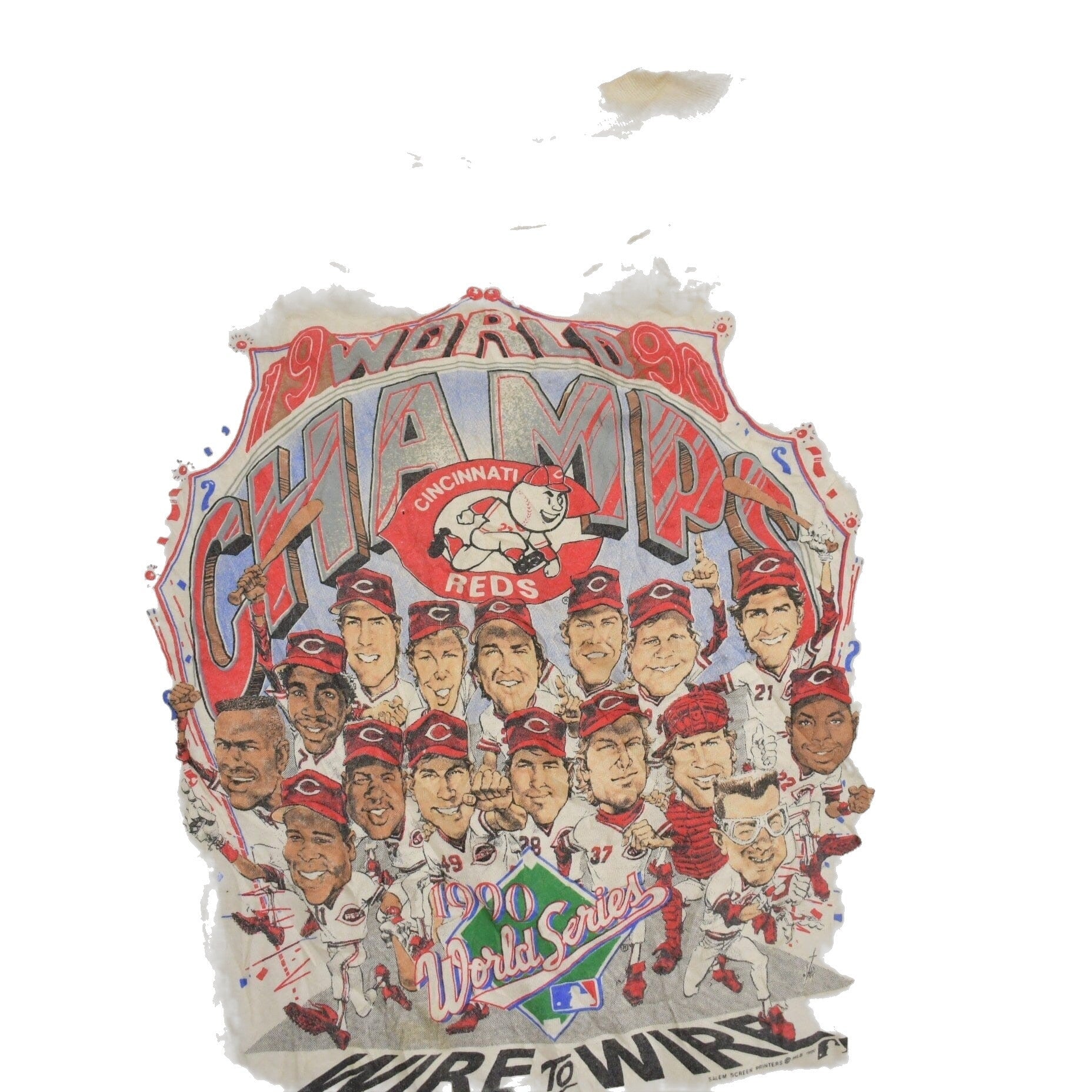 Proper Vintage Clothing > Gender Neutral Adult Clothing > Tops & Tees > T Shirts Vintage 1990 Cincinnati Reds Big Head World Series MLB Graphic T-Shirt / Single Stitch / MLB Baseball / 90s Streetwear/ Sportswear