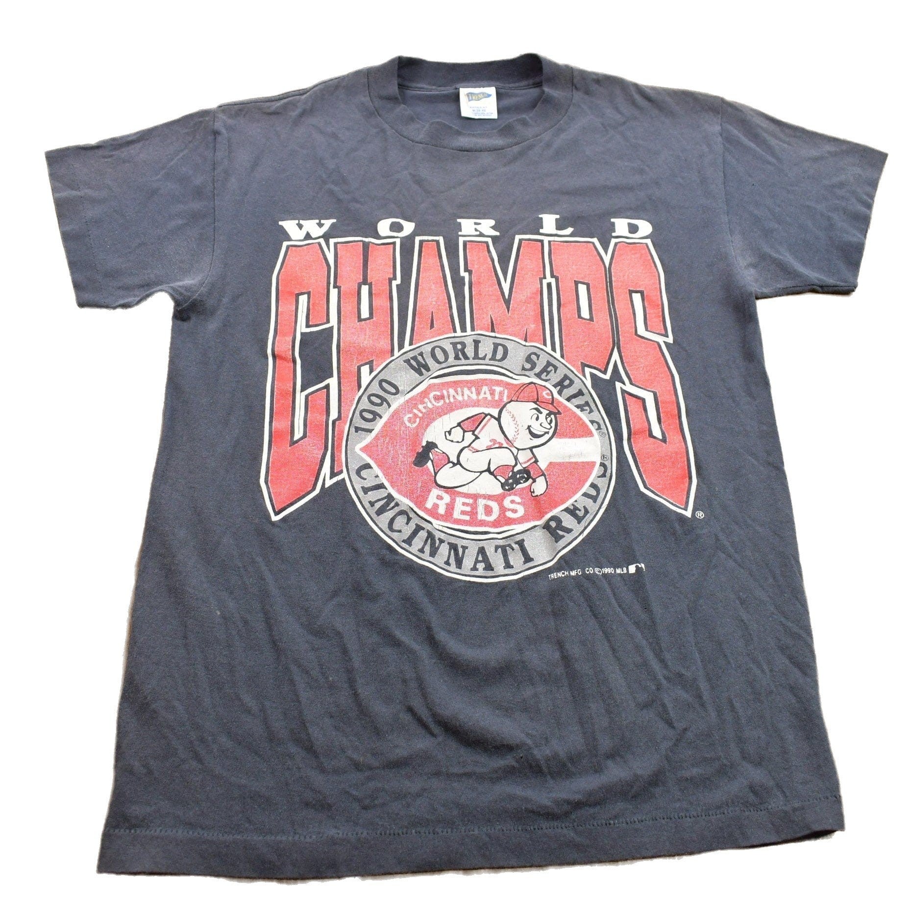Proper Vintage Clothing > Gender Neutral Adult Clothing > Tops & Tees > T Shirts Vintage 1990 Cincinnati Reds World Champions World Series Graphic T Shirt / MLB / Rare Vintage / Streetwear / Single Stitch / Made In USA