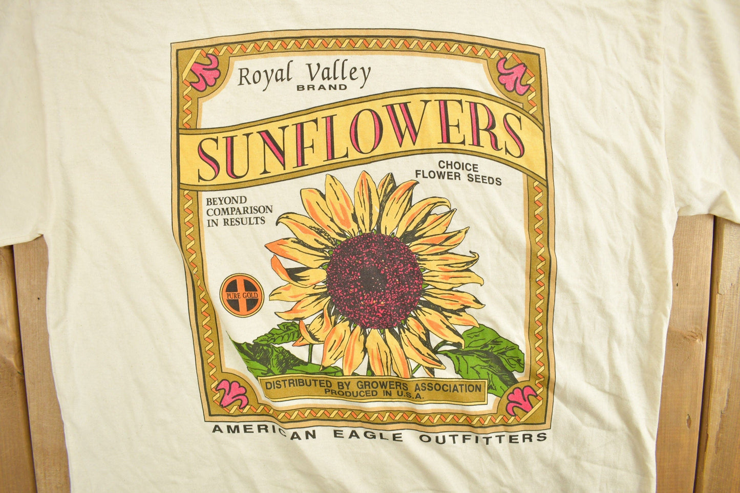 Proper Vintage Clothing > Gender Neutral Adult Clothing > Tops & Tees > T Shirts Vintage 1990s American Eagle Outfitters Sunflower Graphic T Shirt / Vintage T Shirt / Streetwear / Gardening Shirt / Floral Shirt