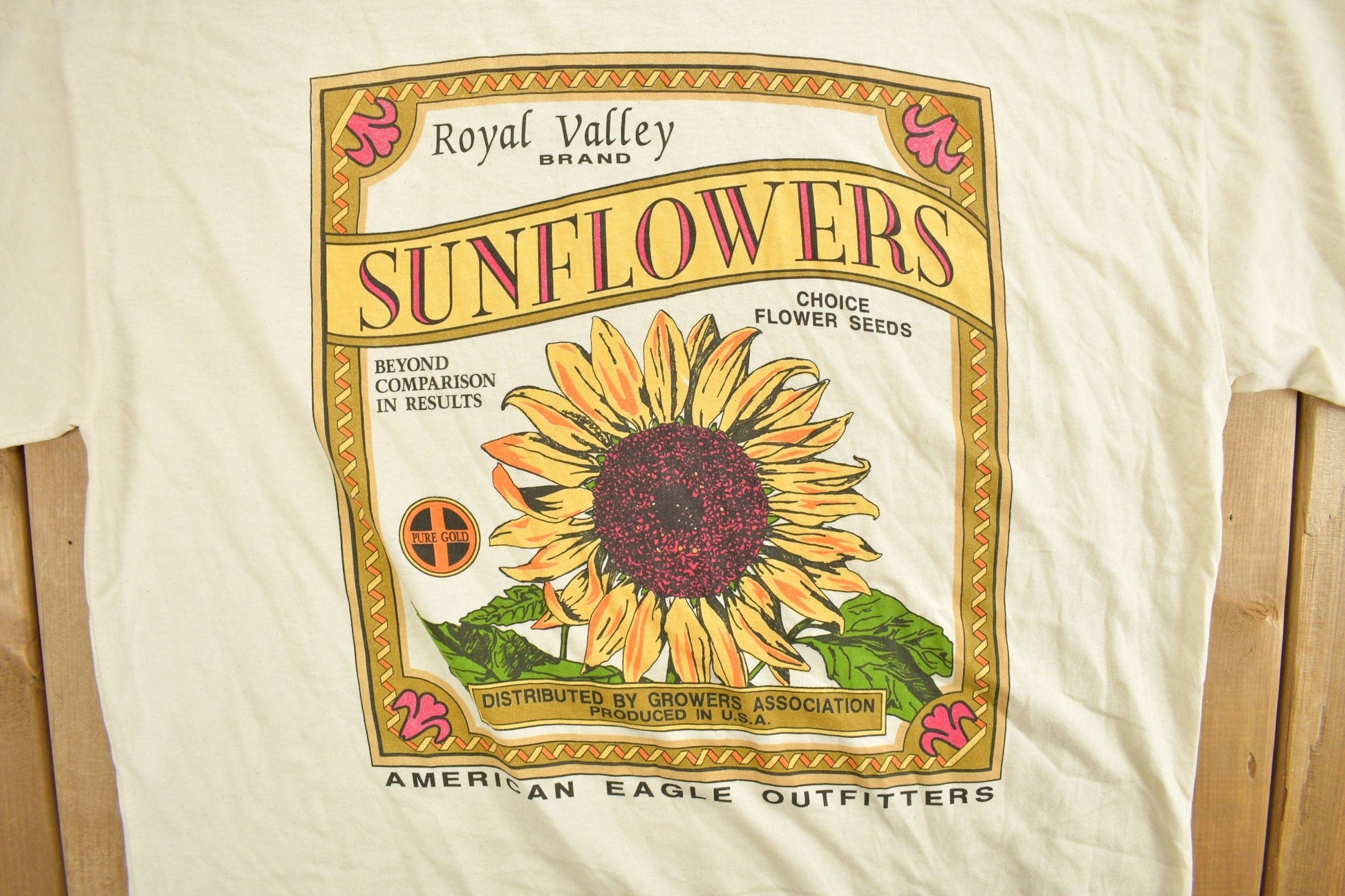 Proper Vintage Clothing > Gender Neutral Adult Clothing > Tops & Tees > T Shirts Vintage 1990s American Eagle Outfitters Sunflower Graphic T Shirt / Vintage T Shirt / Streetwear / Gardening Shirt / Floral Shirt