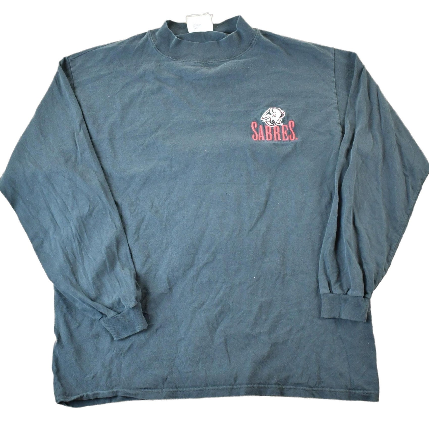 Proper Vintage Clothing > Gender Neutral Adult Clothing > Tops & Tees > T Shirts Vintage 1990s Buffalo Sabres NHL Graphic Long Sleeve T-Shirt Mens L / Made In USA / Single Stitch / NHL Hockey / 90s Streetwear / Sportswear