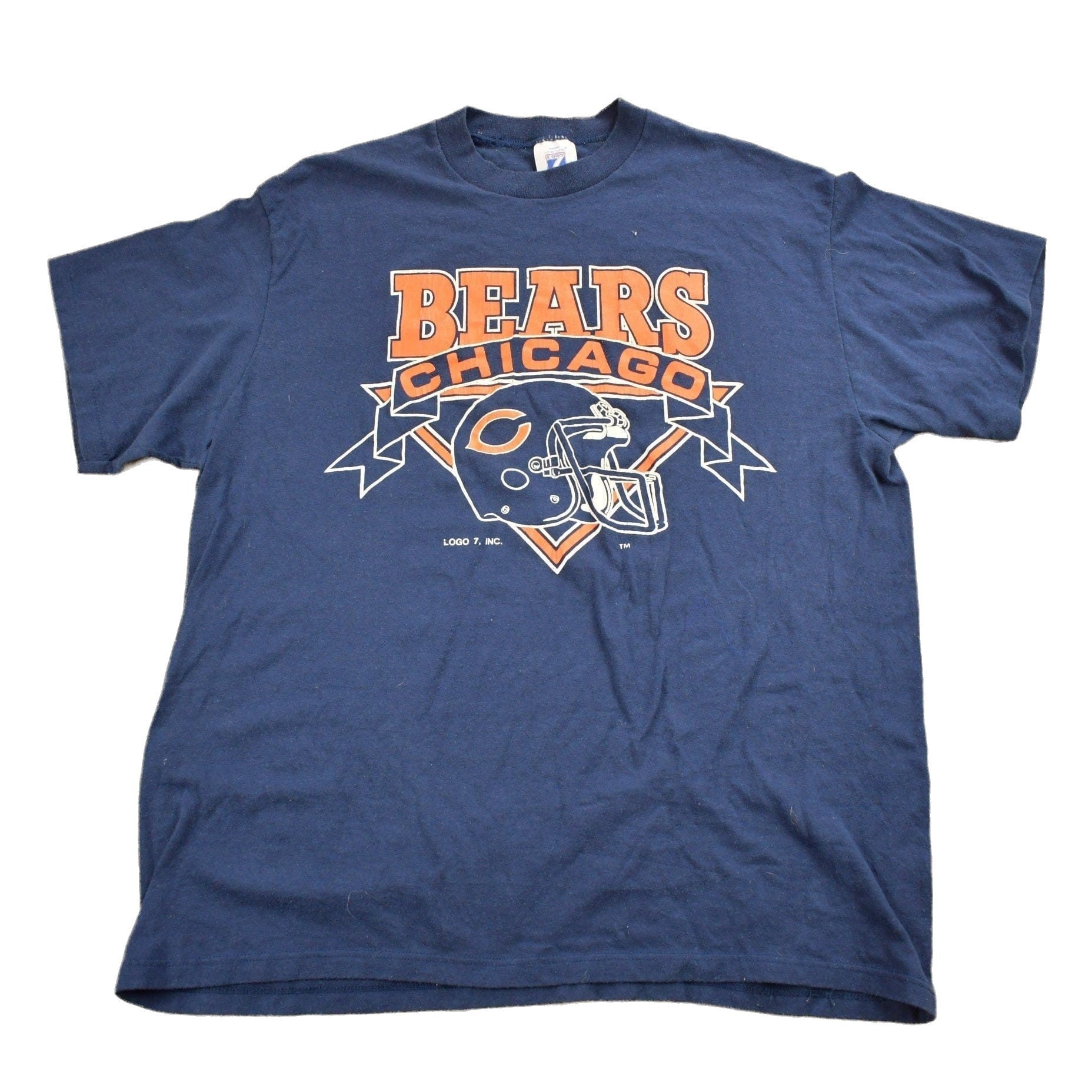 Proper Vintage Clothing > Gender Neutral Adult Clothing > Tops & Tees > T Shirts Vintage 1990s Chicago Bears NFL Graphic Logo 7 T-Shirt / Made In USA / Single Stitch / NFL / 90s Streetwear / Sportswear