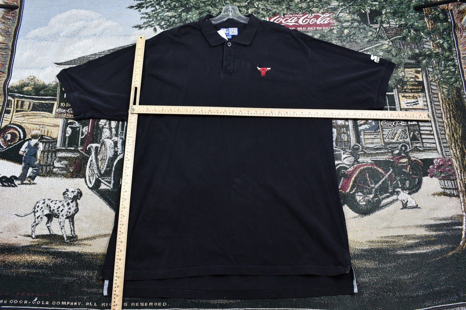 Proper Vintage Clothing > Gender Neutral Adult Clothing > Tops & Tees > T Shirts Vintage 1990s Chicago Bulls NBA Polo T-Shirt / NBA Basketball / 80s / 90s / Embroidered / Streetwear / Retro Style / Bulls Tee