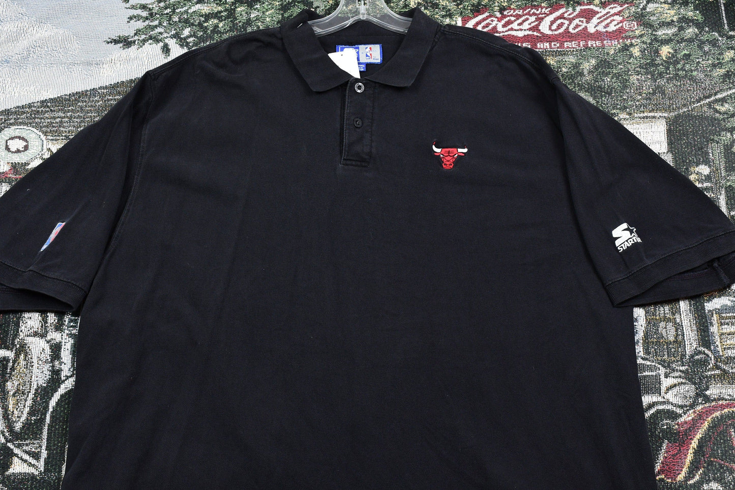 Proper Vintage Clothing > Gender Neutral Adult Clothing > Tops & Tees > T Shirts Vintage 1990s Chicago Bulls NBA Polo T-Shirt / NBA Basketball / 80s / 90s / Embroidered / Streetwear / Retro Style / Bulls Tee