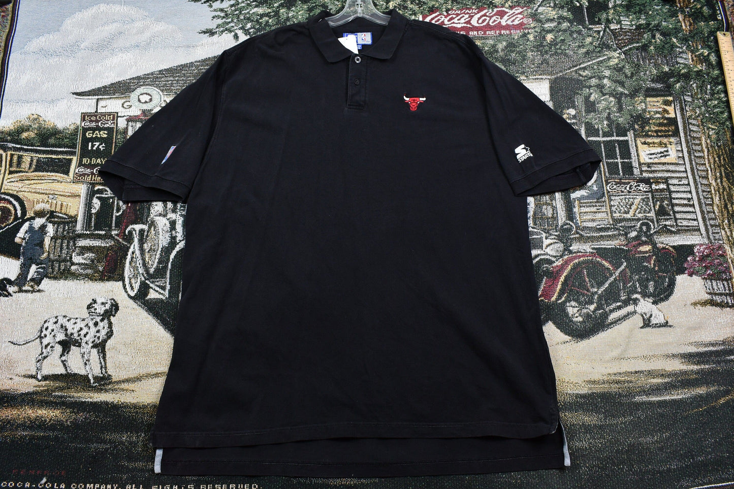 Proper Vintage Clothing > Gender Neutral Adult Clothing > Tops & Tees > T Shirts Vintage 1990s Chicago Bulls NBA Polo T-Shirt / NBA Basketball / 80s / 90s / Embroidered / Streetwear / Retro Style / Bulls Tee