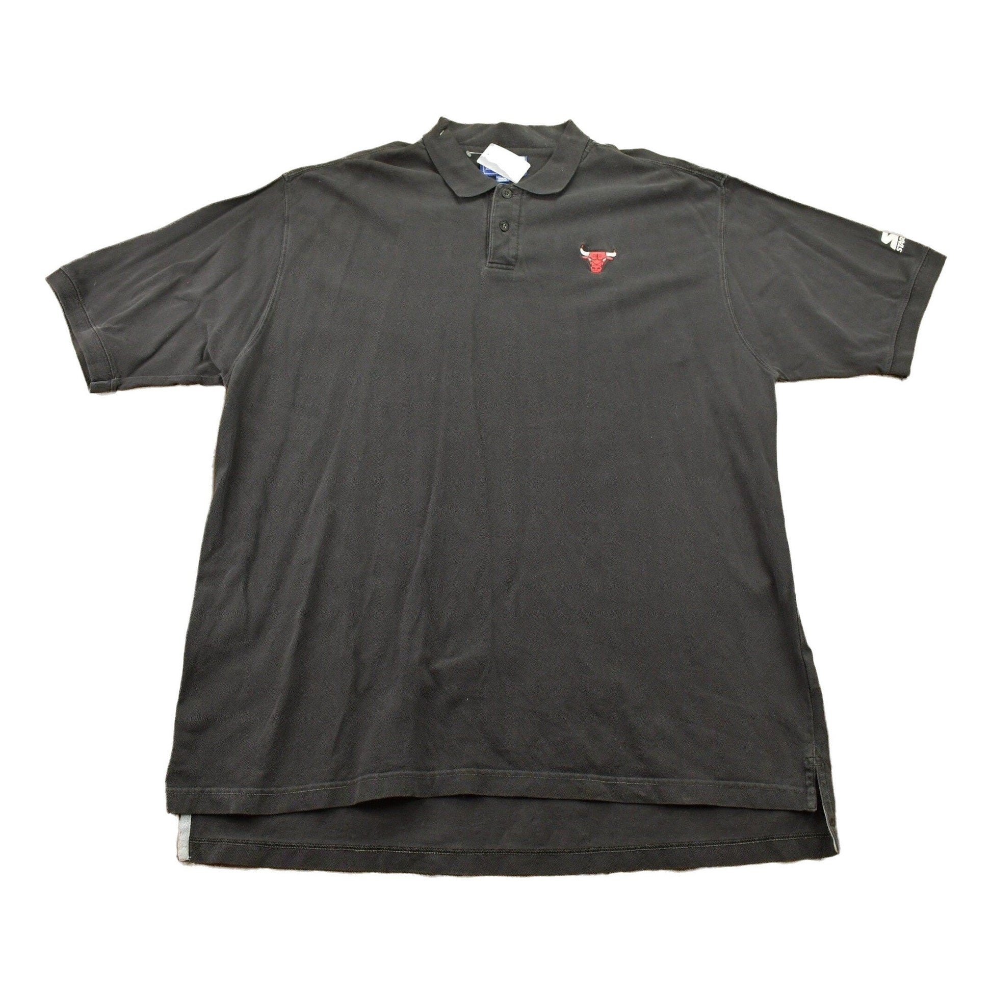 Proper Vintage Clothing > Gender Neutral Adult Clothing > Tops & Tees > T Shirts Vintage 1990s Chicago Bulls NBA Polo T-Shirt / NBA Basketball / 80s / 90s / Embroidered / Streetwear / Retro Style / Bulls Tee