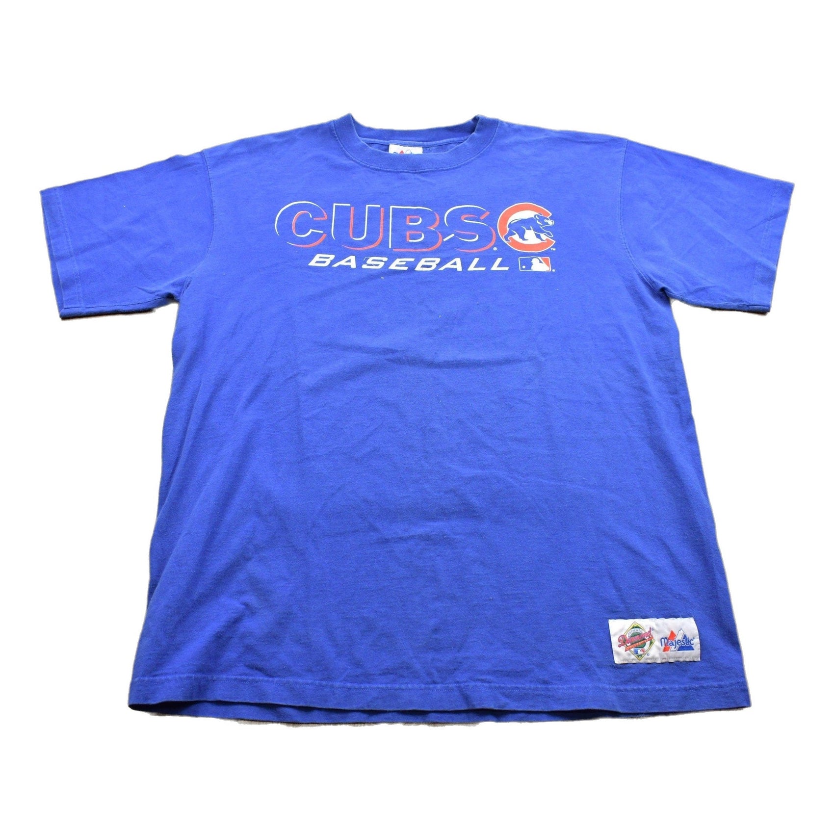Proper Vintage Clothing > Gender Neutral Adult Clothing > Tops & Tees > T Shirts Vintage 1990s Chicago Cubs Graphic T-Shirt / MLB Baseball / 90s Streetwear / Sportswear / Majestic