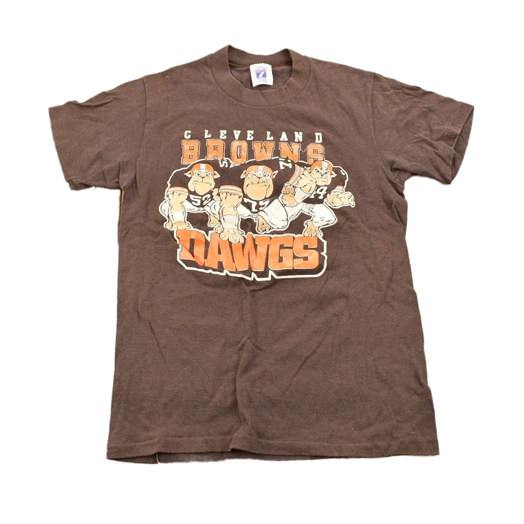 Proper Vintage Clothing > Gender Neutral Adult Clothing > Tops & Tees > T Shirts Vintage 1990s Cleveland Browns Dawgs NFL Graphic Youth Size T-Shirt / Made In USA / Single Stitch / NFL / Logo 7 / Sportswear