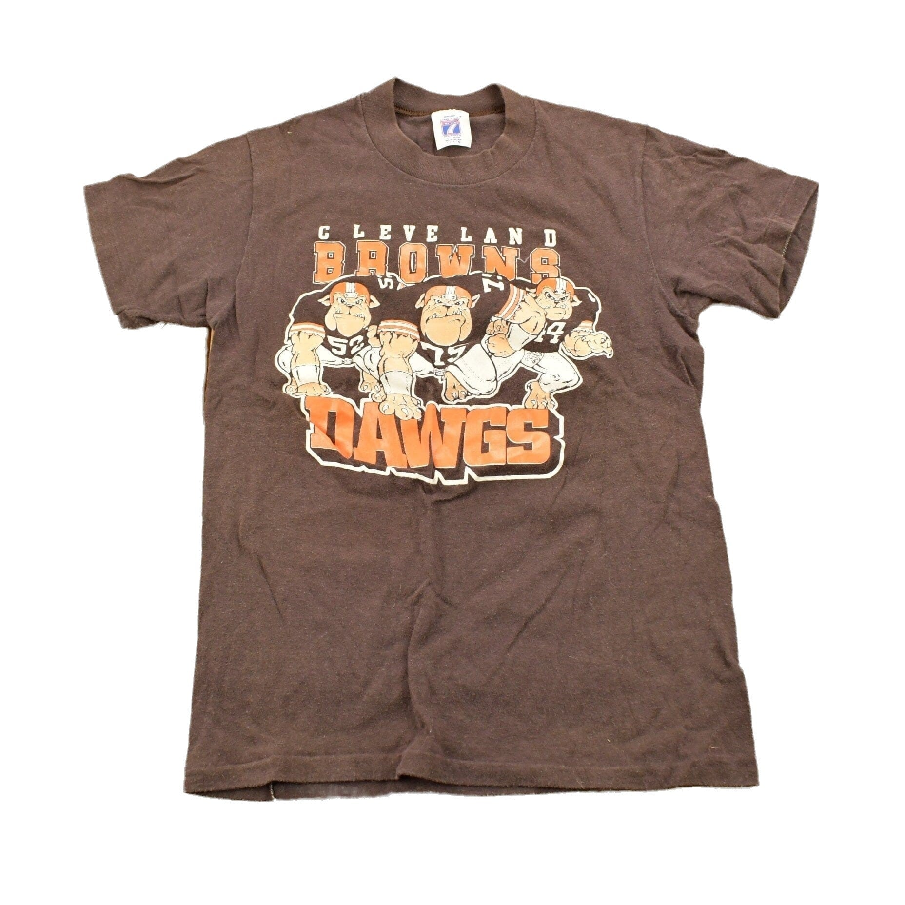 Proper Vintage Clothing > Gender Neutral Adult Clothing > Tops & Tees > T Shirts Vintage 1990s Cleveland Browns Dawgs NFL Graphic Youth Size T-Shirt / Made In USA / Single Stitch / NFL / Logo 7 / Sportswear