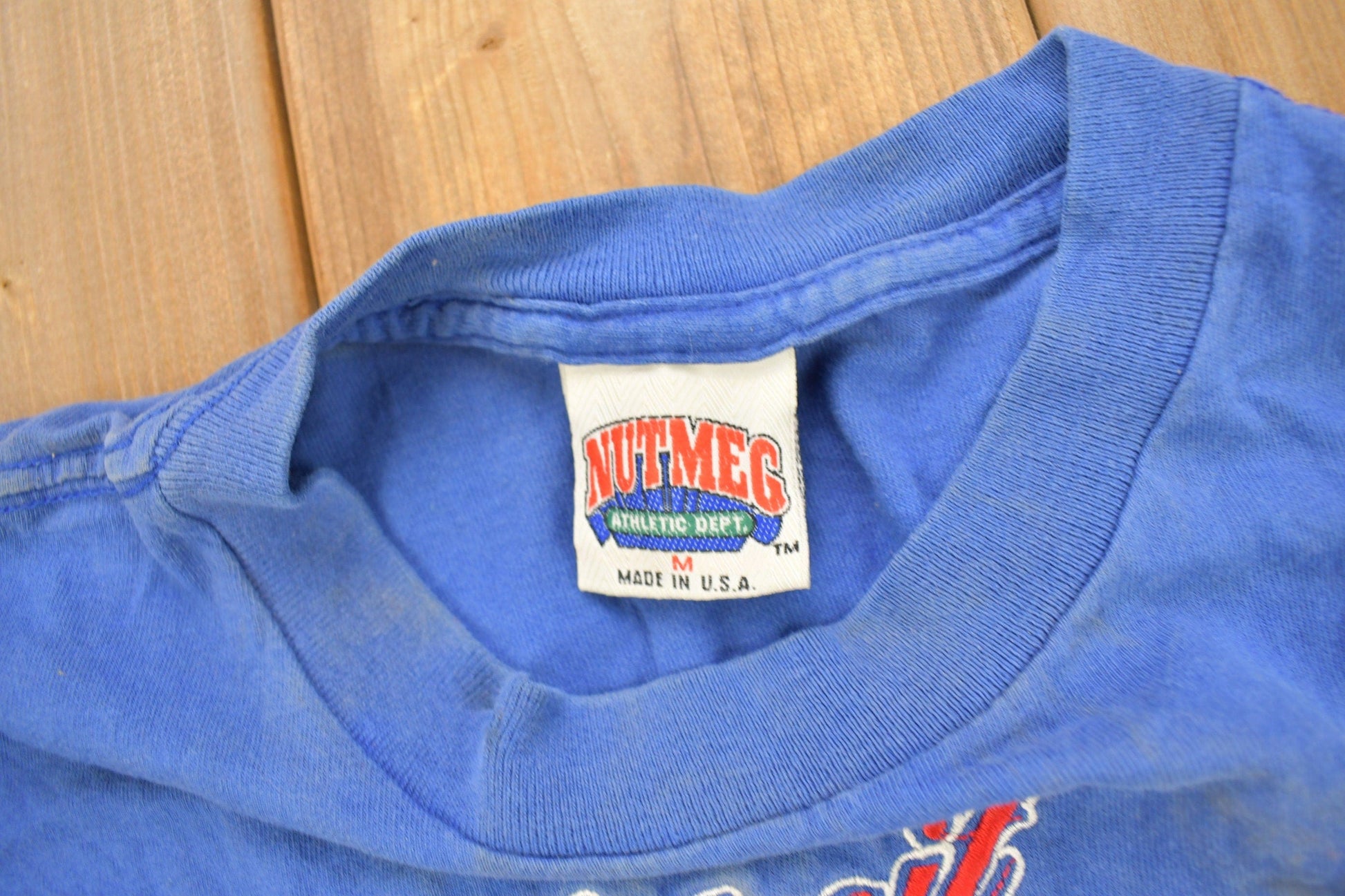 Proper Vintage Clothing > Gender Neutral Adult Clothing > Tops & Tees > T Shirts Vintage 1990s Detroit Pistons NBA Embroidered Graphic T-Shirt / Made In USA / Single Stitch / NBA Basketball / Nutmeg Sportswear