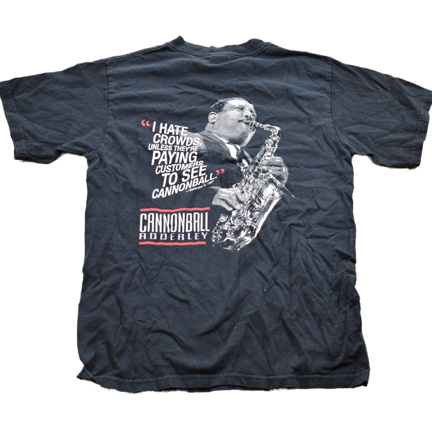 Proper Vintage Clothing > Gender Neutral Adult Clothing > Tops & Tees > T Shirts Vintage 1990s Downbeat Cannonball Adderly Graphic T-Shirt / Graphic / 80s / 90s / Streetwear / Retro Style / Jazz & Blues / Made In USA