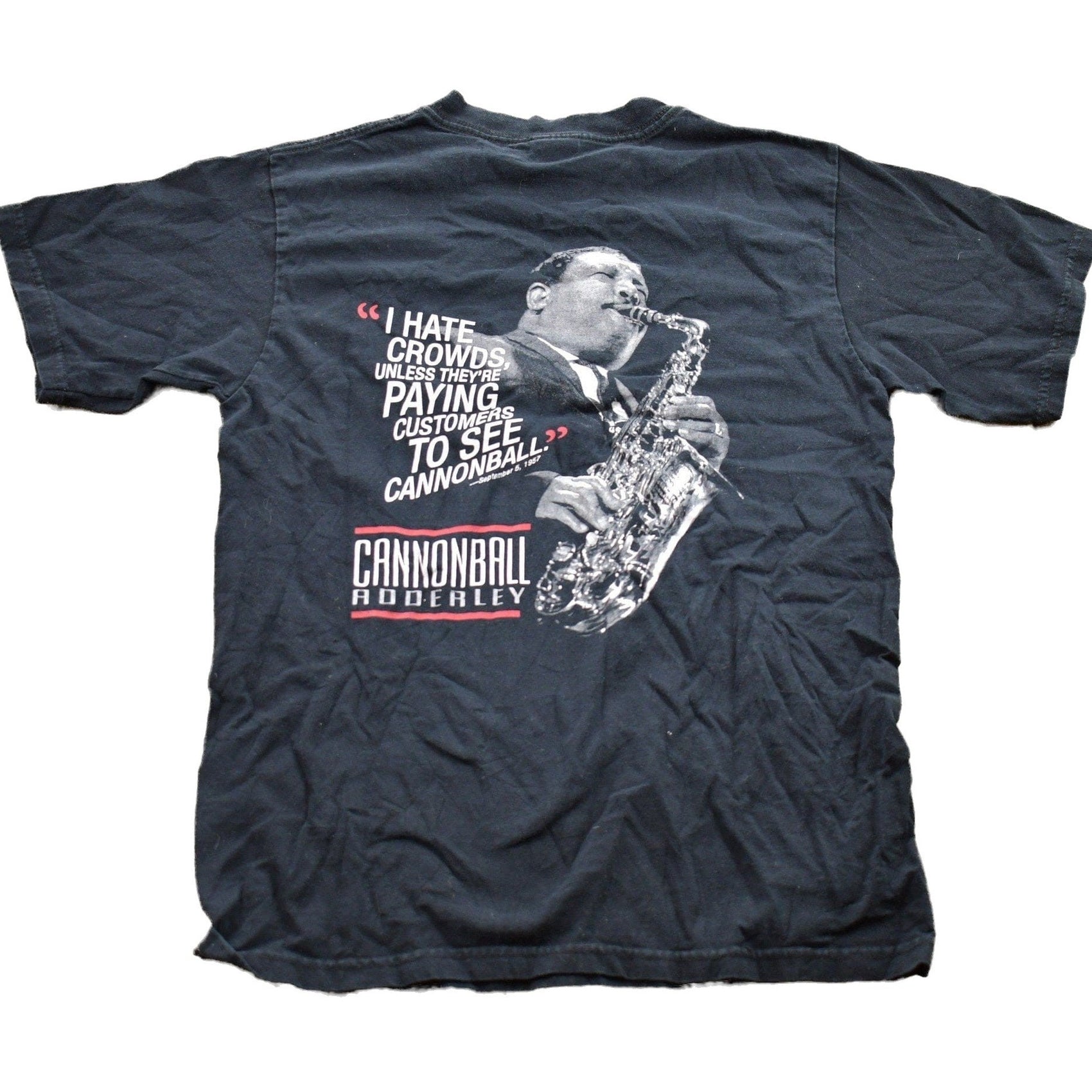 Proper Vintage Clothing > Gender Neutral Adult Clothing > Tops & Tees > T Shirts Vintage 1990s Downbeat Cannonball Adderly Graphic T-Shirt / Graphic / 80s / 90s / Streetwear / Retro Style / Jazz & Blues / Made In USA