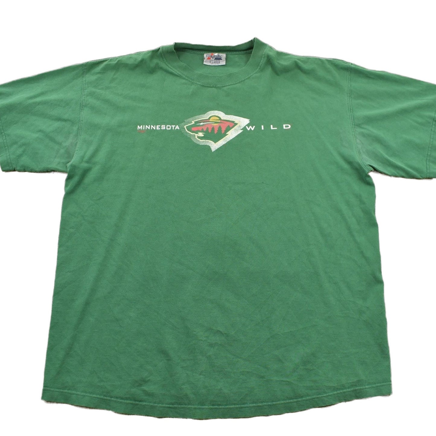 Proper Vintage Clothing > Gender Neutral Adult Clothing > Tops & Tees > T Shirts Vintage 1990s Minnesota Wild NHL Hockey Graphic T-Shirt / Size XL / Majestic