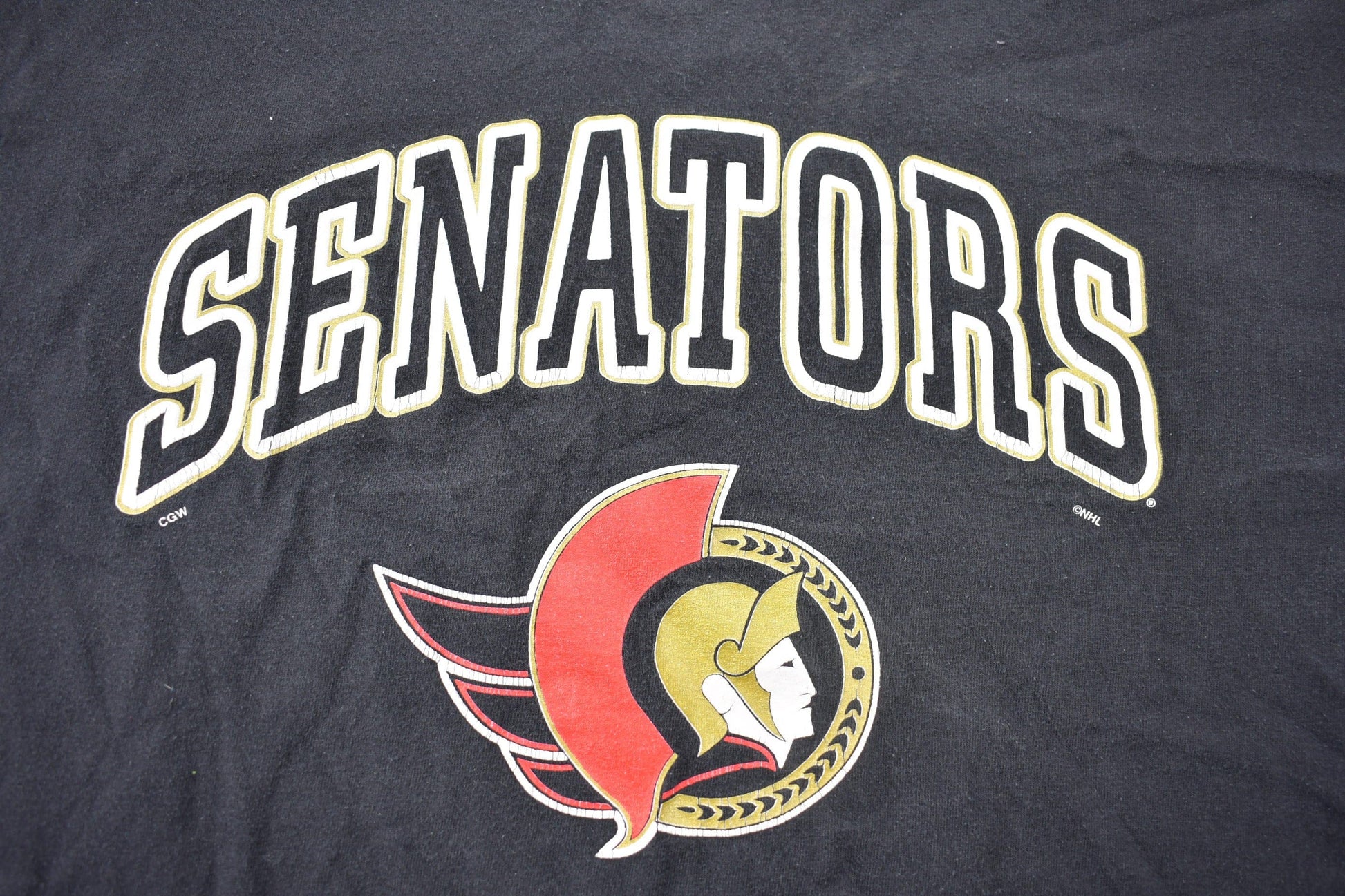 Proper Vintage Clothing > Gender Neutral Adult Clothing > Tops & Tees > T Shirts Vintage 1990s Ottawa Senators NHL Logo T Shirt / Sportswear / Streetwear / Athleisure / 90s Hockey