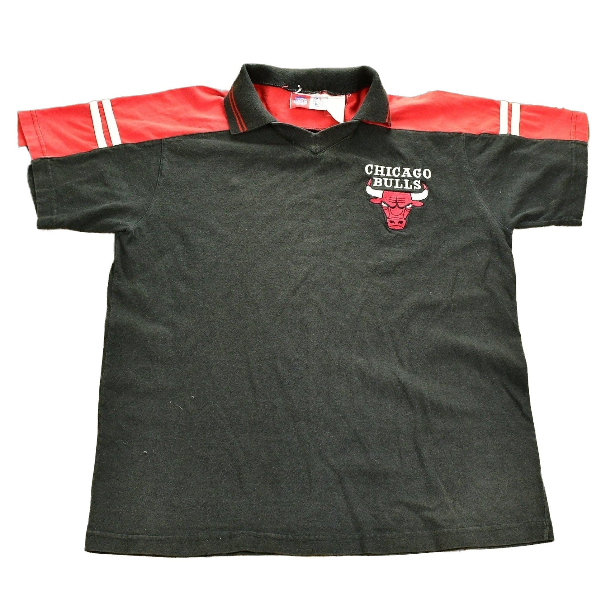 Proper Vintage Clothing > Gender Neutral Kids' Clothing > Tops & Tees > T Shirts Vintage 1990s Chicago Bulls NBA Embroidered Polo Youth T-shirt / Vintage Bulls Shirt / Sportswear / Streetwear / Sports Tee / Color Block