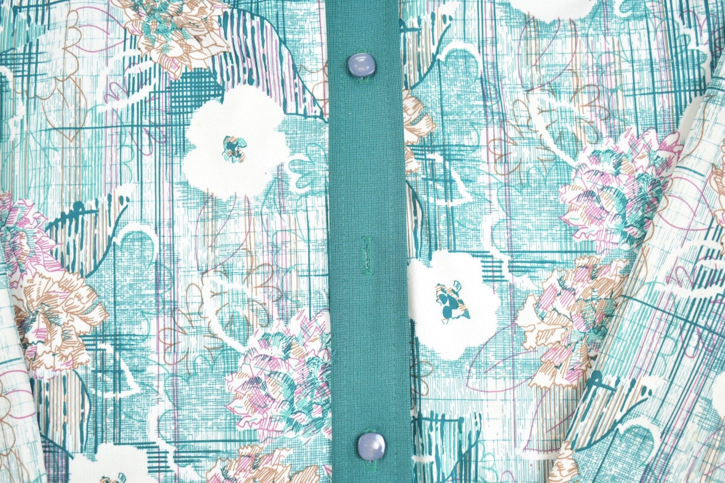 Proper Vintage Clothing > Men's Clothing > Shirts & Tees > Oxfords & Button Downs Vintage 1970s Abstract Floral Western Button Up Shirt / 1970s Button Up / Polyester Shirt / Funky Pattern / 70s