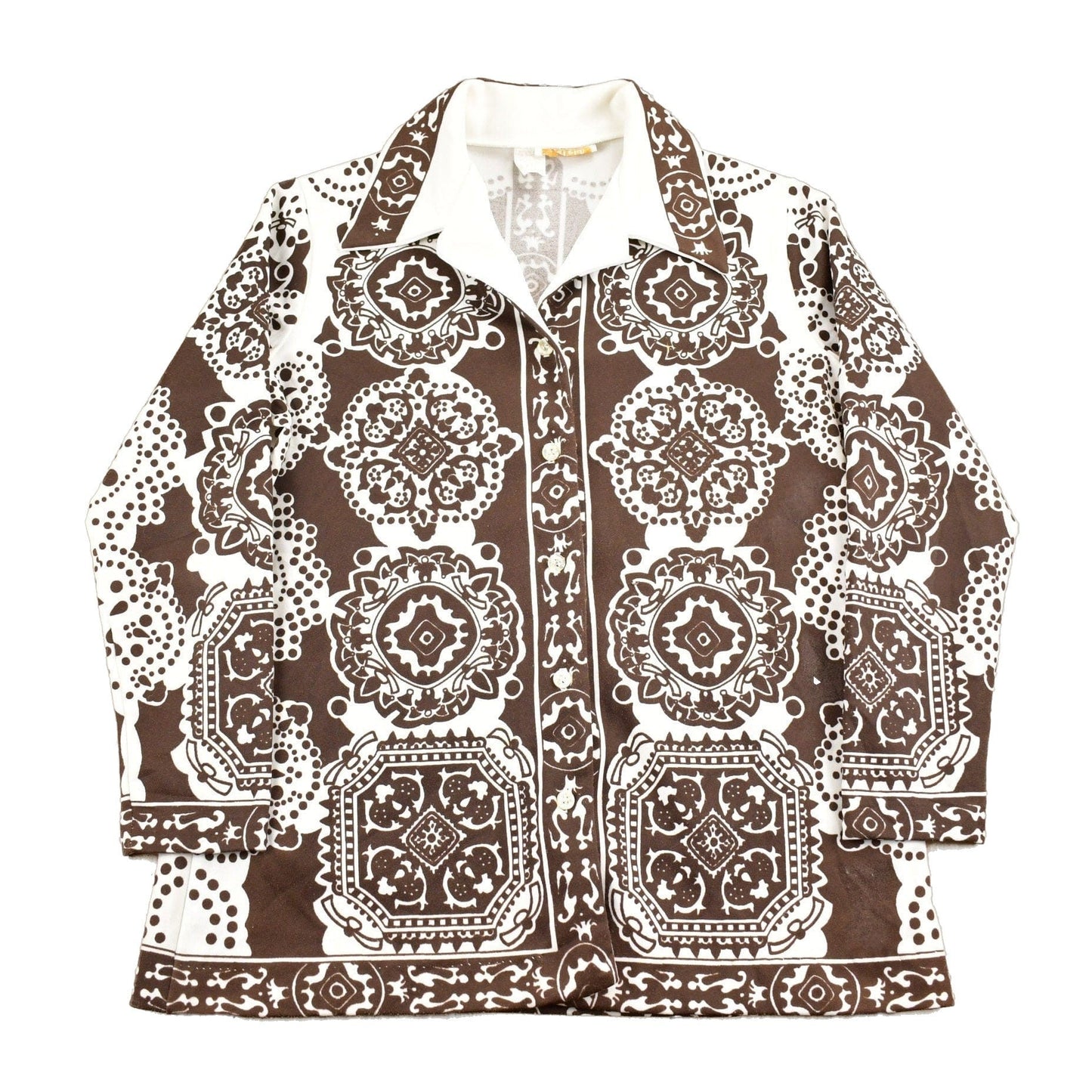 Proper Vintage Clothing > Men's Clothing > Shirts & Tees > Oxfords & Button Downs Vintage 1970s Mosaic Graphic Button Up Shirt / 70s Button Up / Vintage All Over Print / Casual Shirt / True Vintage / Disco Style